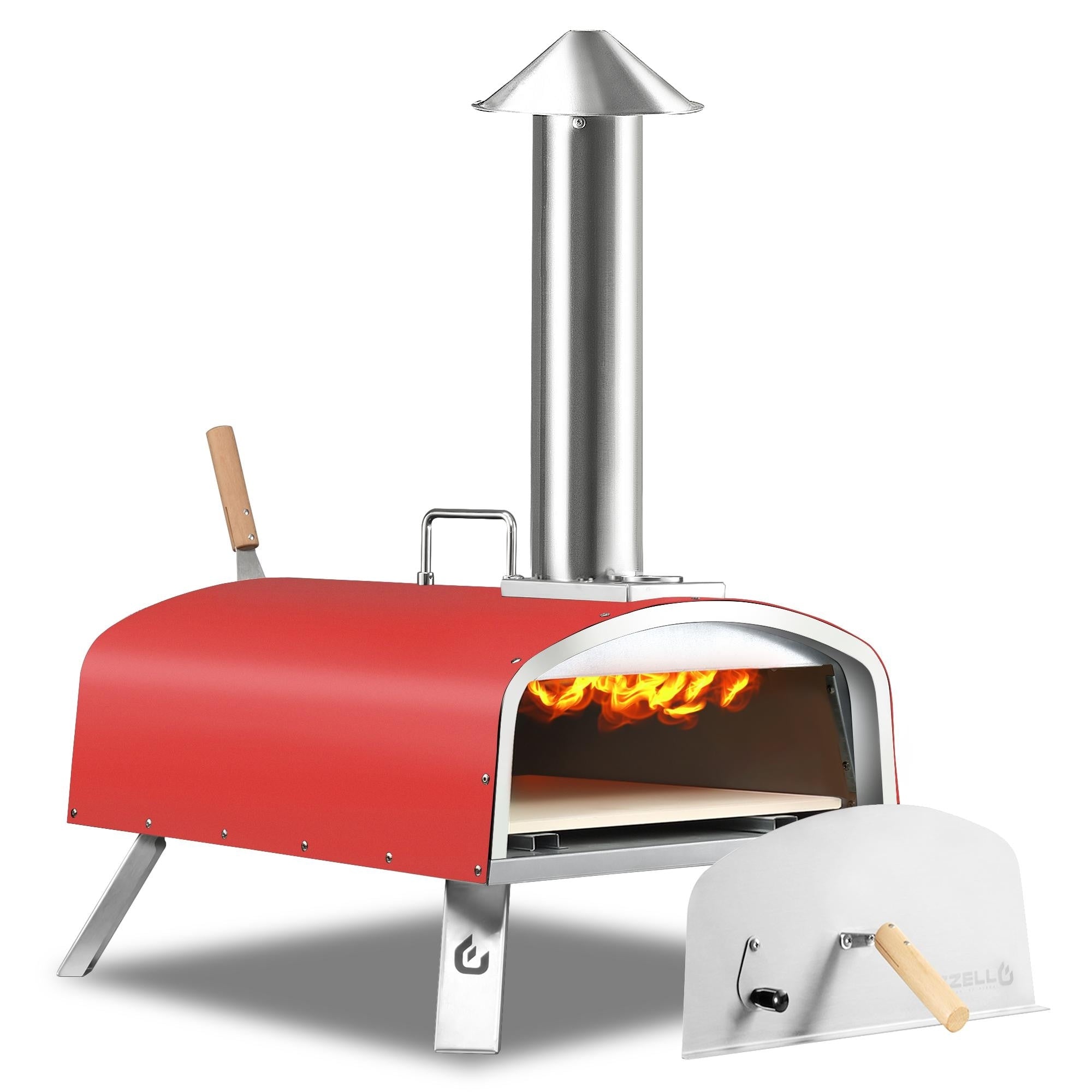 Four à pizza extérieur au feu de bois, four à pizza portable avec pelle à pizza et sac de transport - 16 pouces