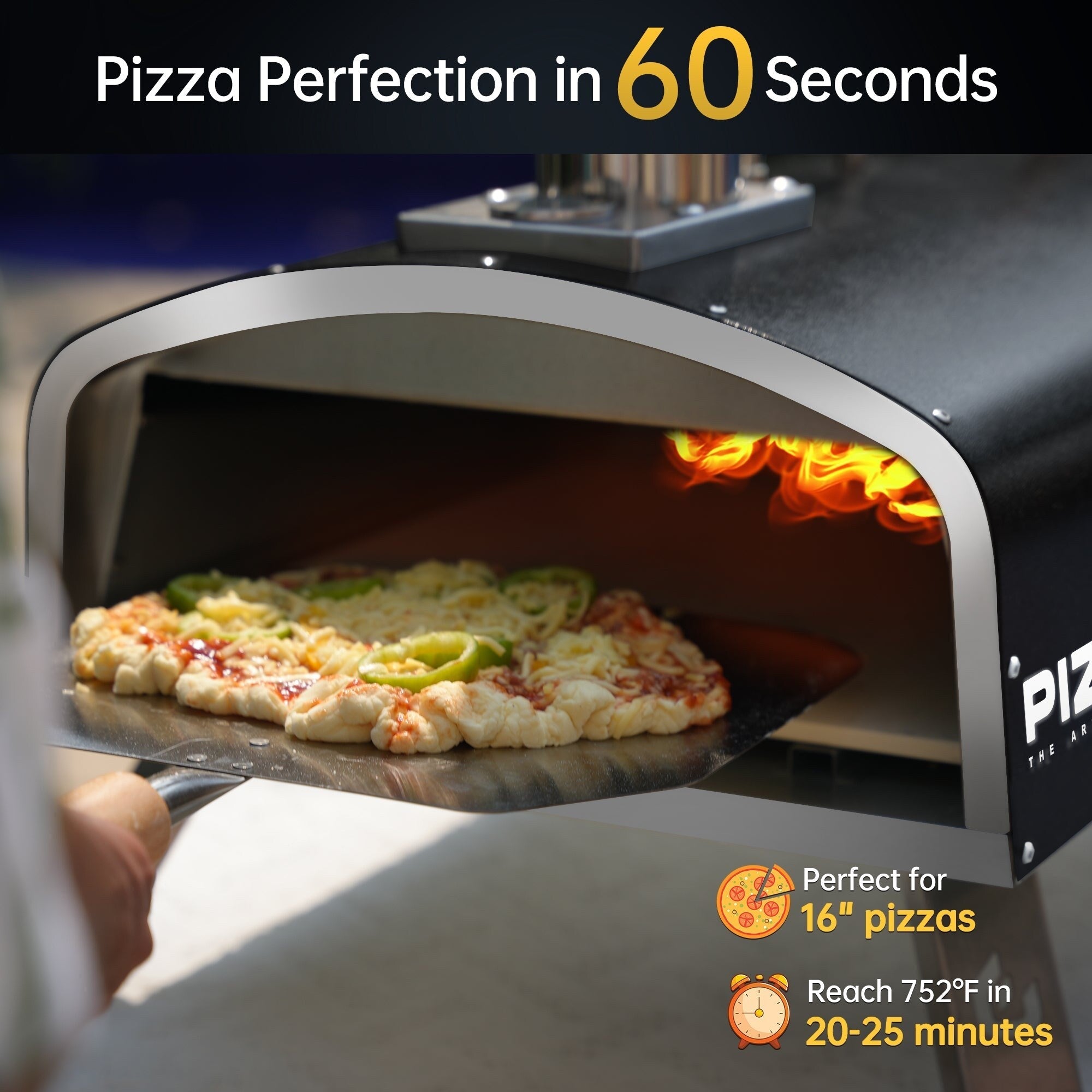 Four à pizza extérieur au feu de bois, four à pizza portable avec pelle à pizza et sac de transport - 16 pouces