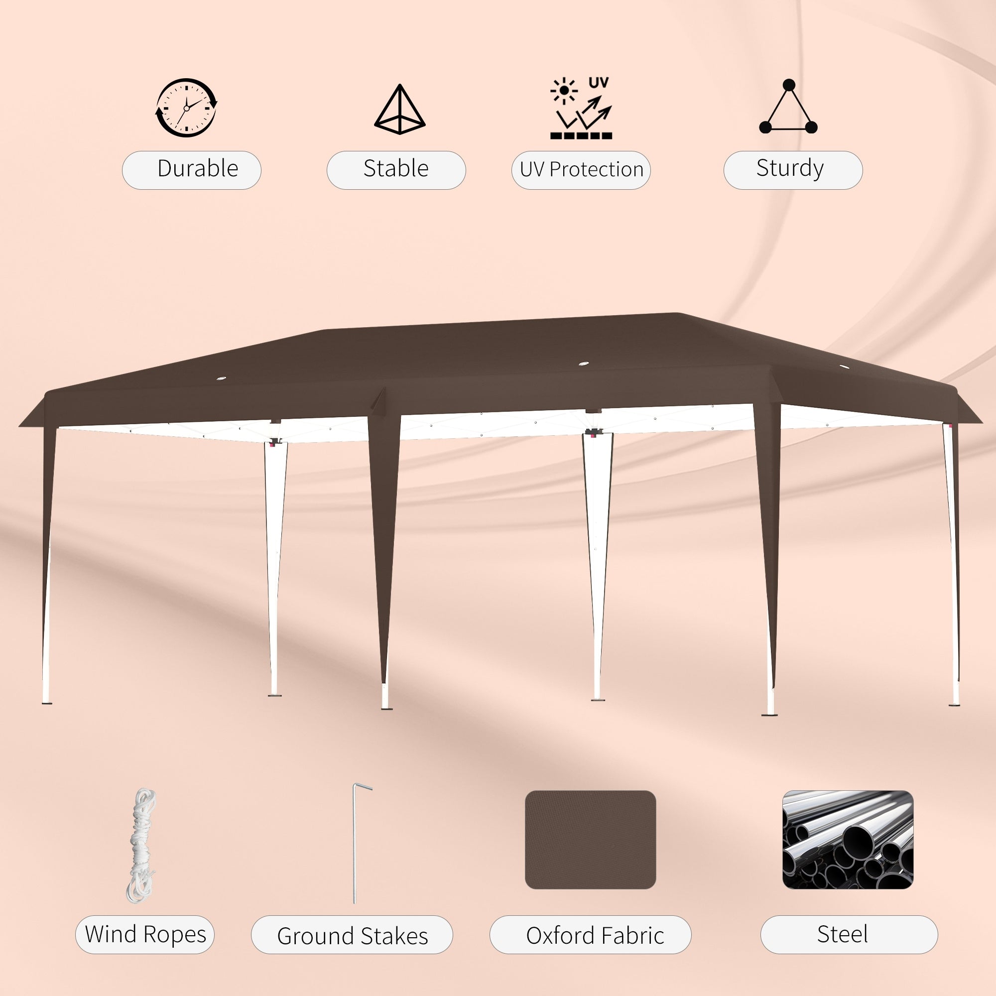Auvent pop-up robuste Outsunny avec cadre robuste, toit anti-UV et sac de transport pour terrasse, jardin, plage et arrière-cour
