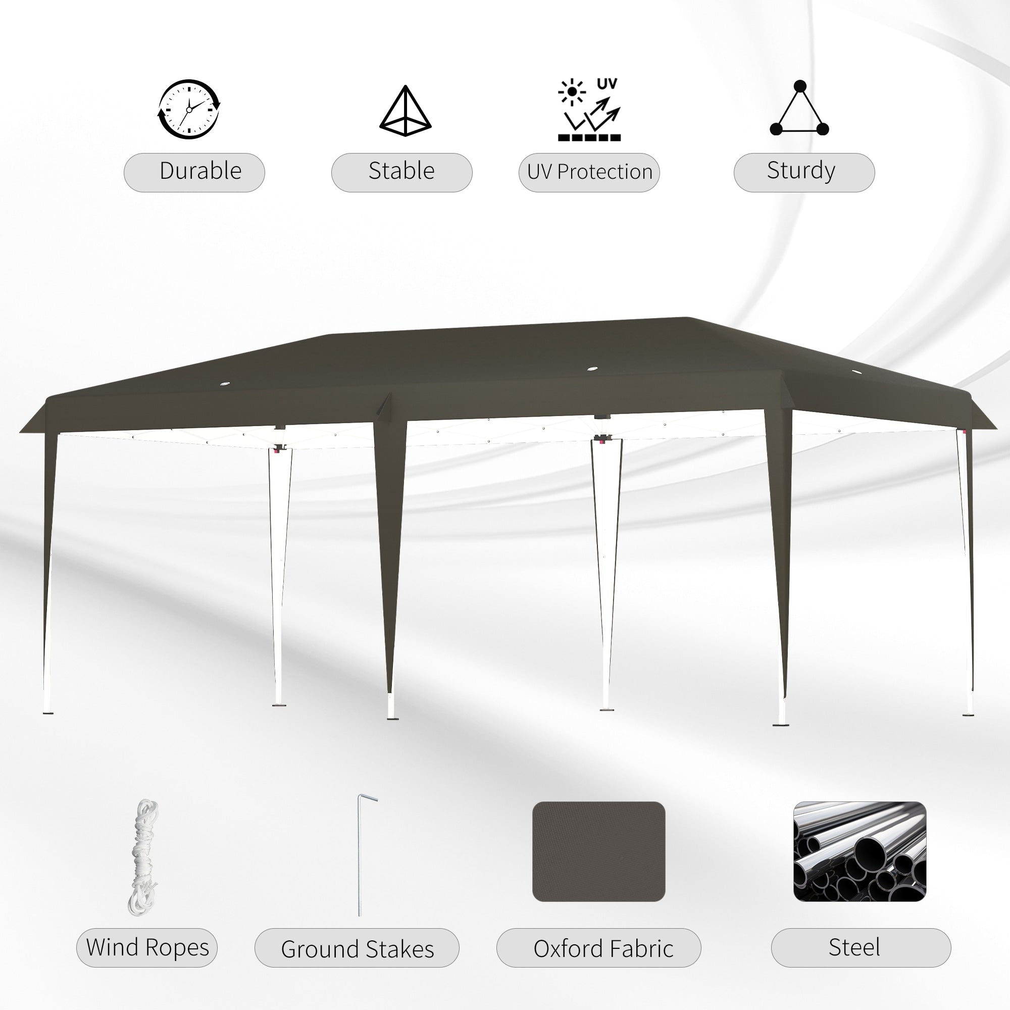 Auvent pop-up robuste Outsunny avec cadre robuste, toit anti-UV et sac de transport pour terrasse, jardin, plage et arrière-cour