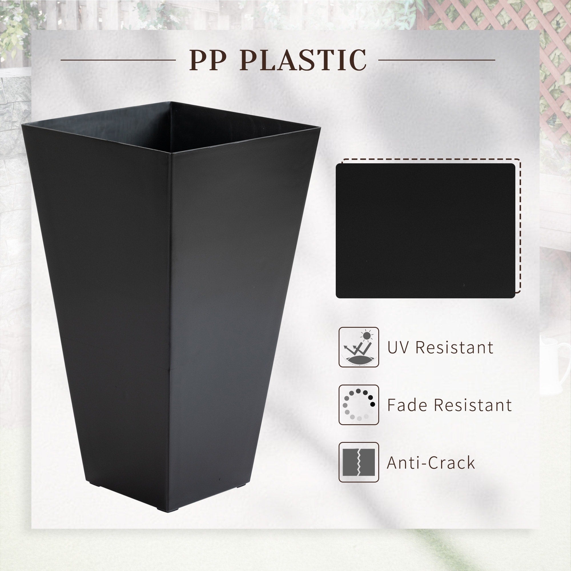 Lot de 3 grands pots de fleurs en plastique Outsunny 28 cm, pour l'intérieur et l'extérieur, pour l'entrée, la terrasse et la cour.