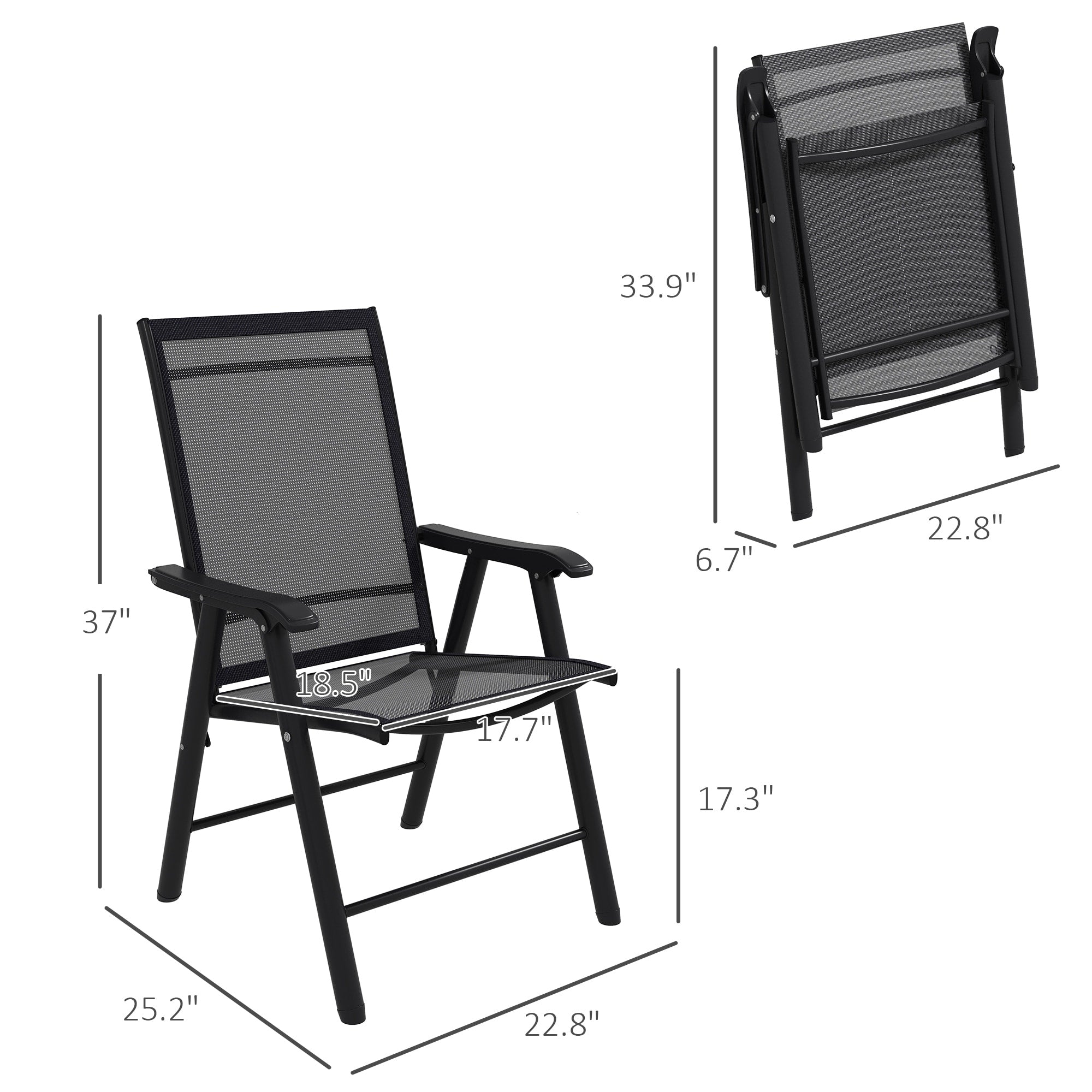 Ensemble de 4 chaises de patio pliantes Outsunny au design simple et chic, confortables pour la terrasse, le jardin, la cour et les voyages
