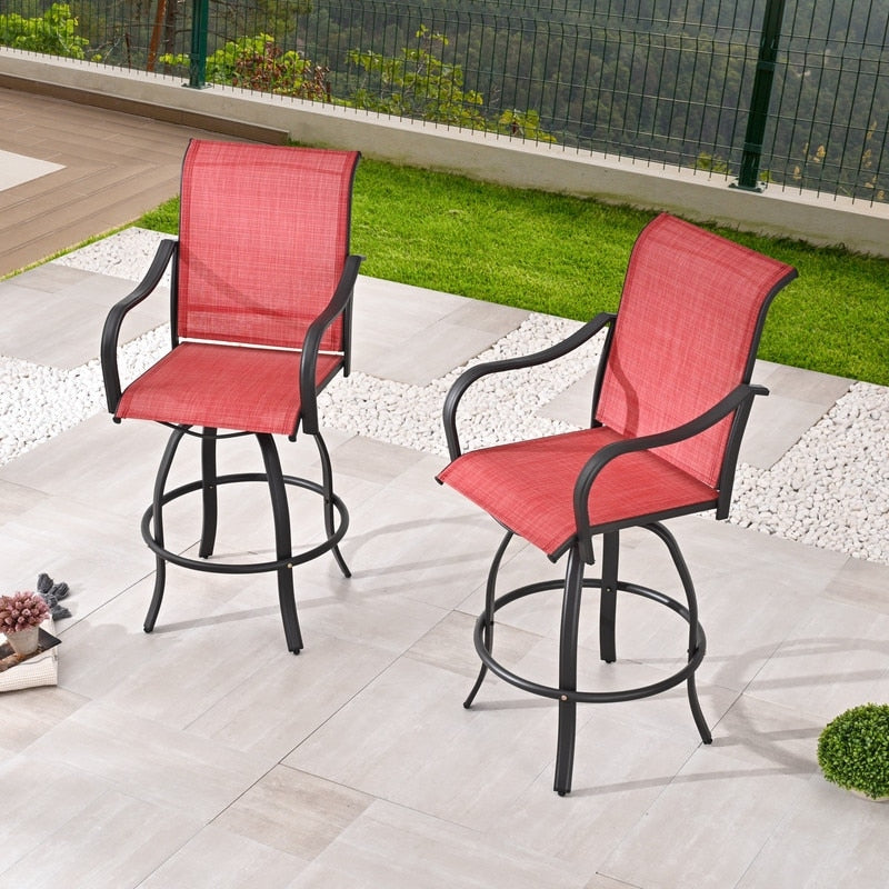 Chaise de bar pivotante à dossier haut en métal pour patio Festival (lot de 2)
