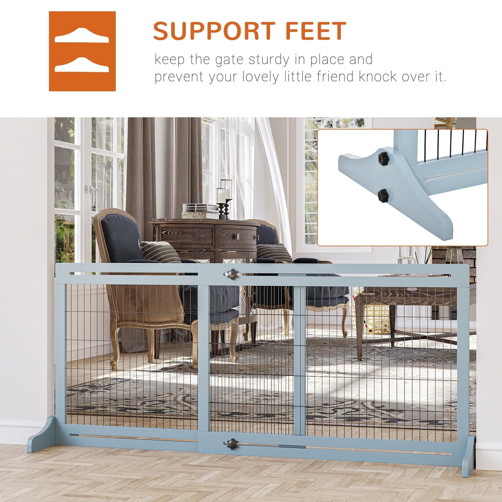 Portillon extra large et autoportant PawHut 72 pour animaux de compagnie, longueur réglable, pour maison, entrée, couloir, gris