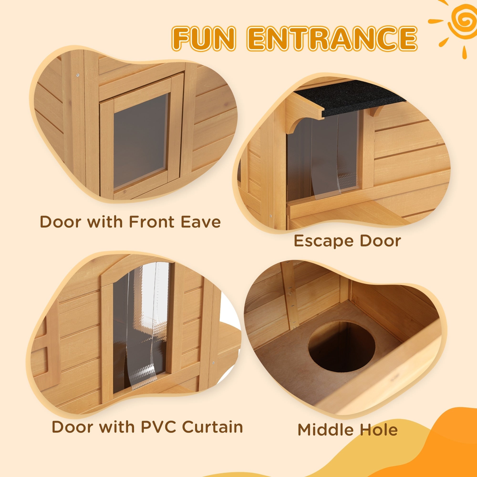 Maison pour chat d'extérieur PawHut en bois de sapin à deux étages, abri pour chats sauvages en bois avec toit en asphalte ouvrable pour intérieur/extérieur, blanc/gris