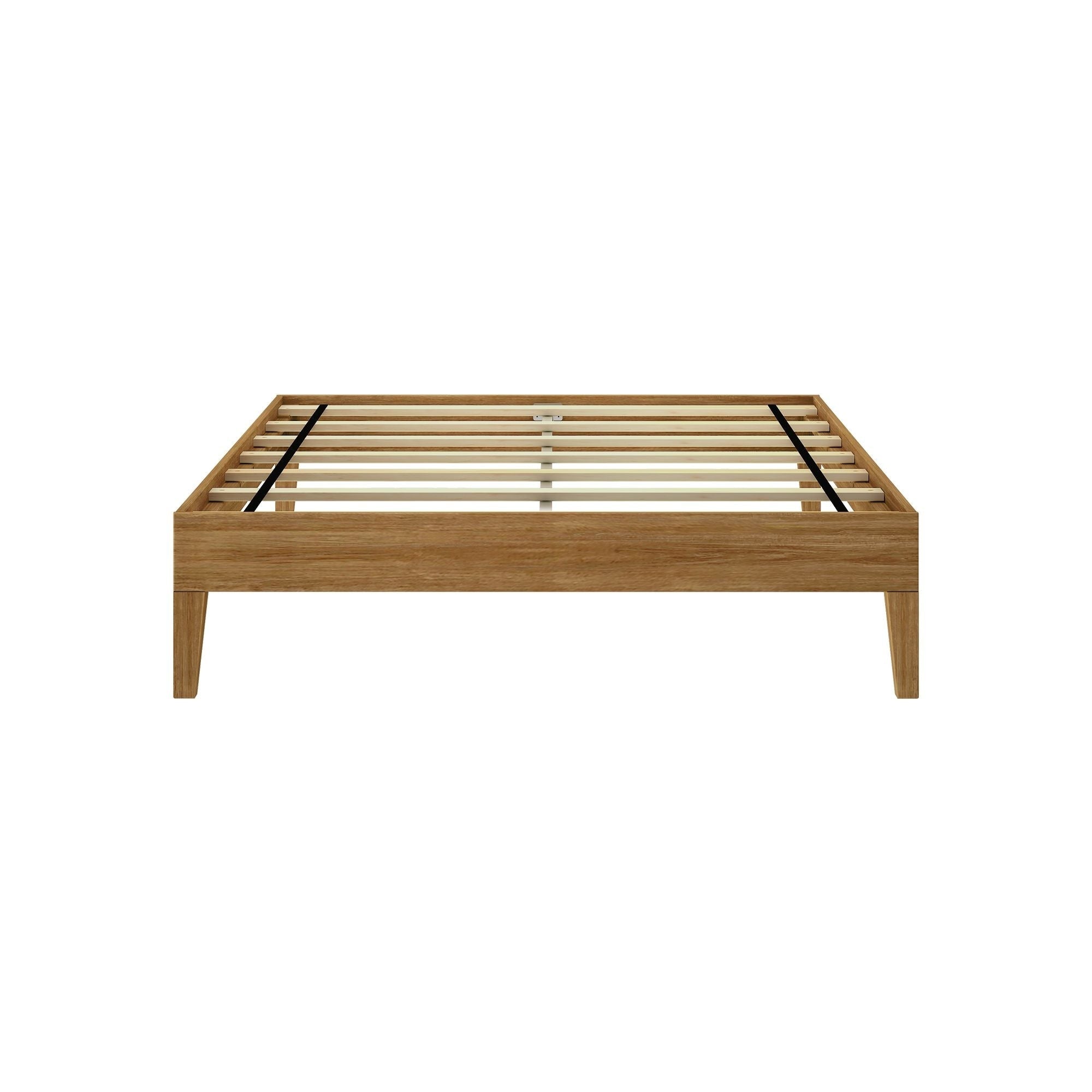 Lit plateforme pleine grandeur en planches et poutres