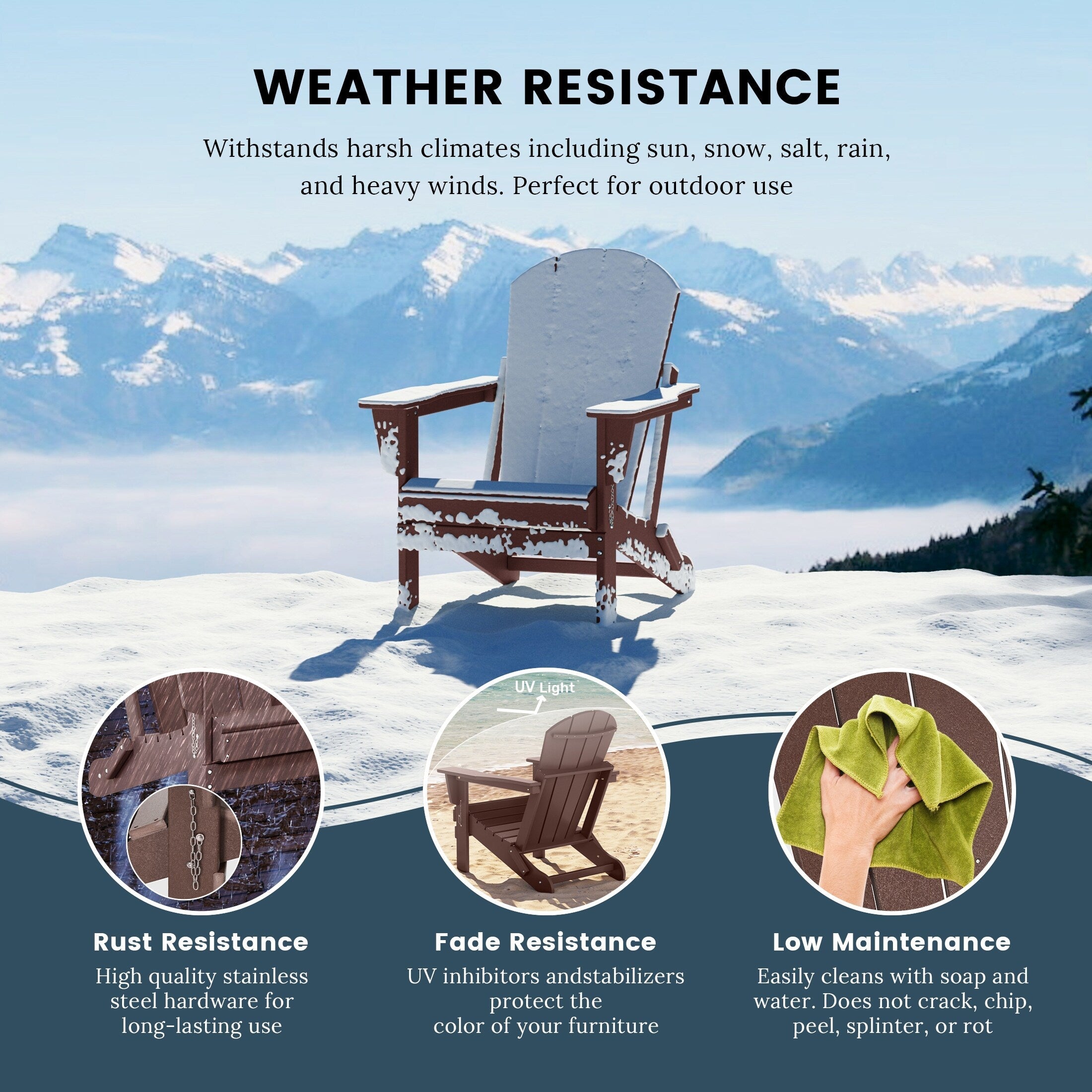Chaises pliantes Adirondack Polytrends Laguna résistantes aux intempéries (lot de 2)
