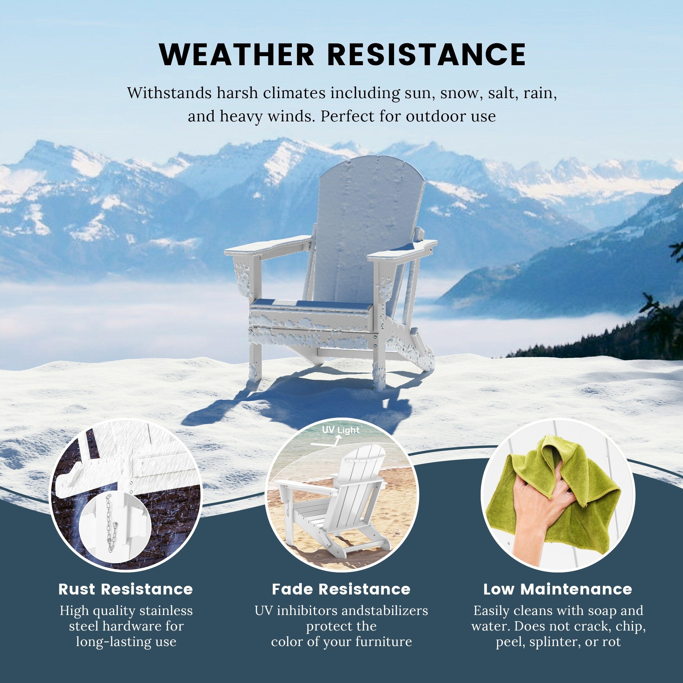 Chaises pliantes Adirondack Polytrends Laguna résistantes aux intempéries (lot de 2)