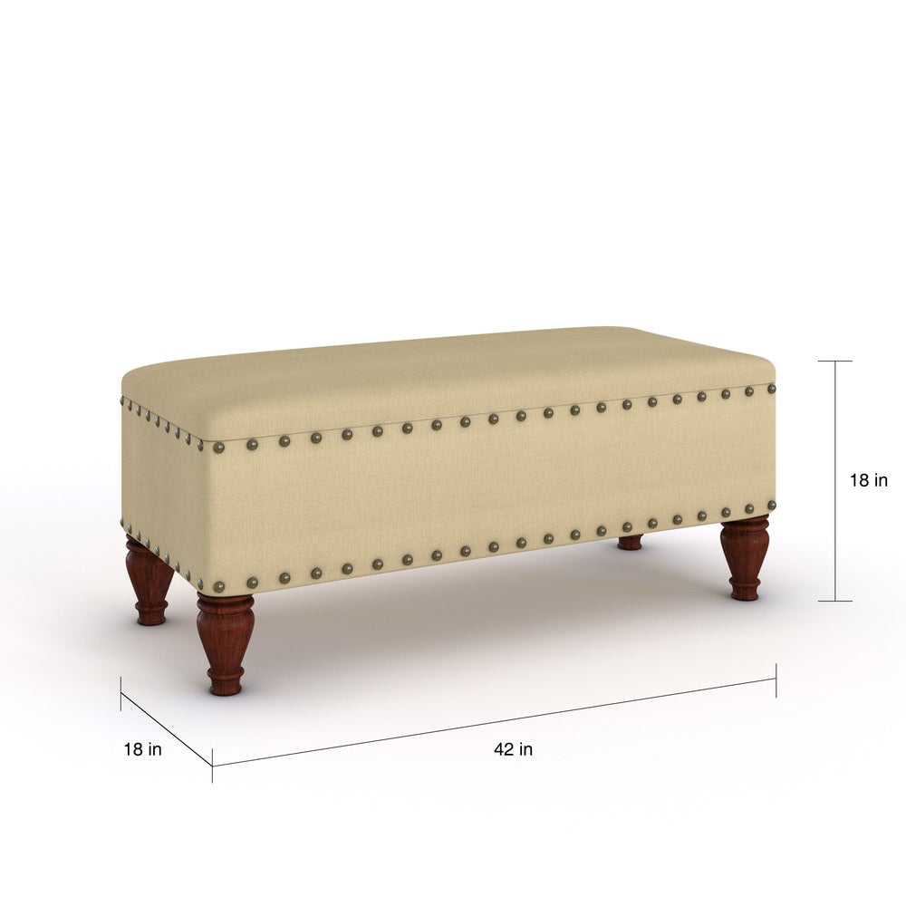 Banc de rangement rembourré Copper Grove Muscari avec bordure cloutée