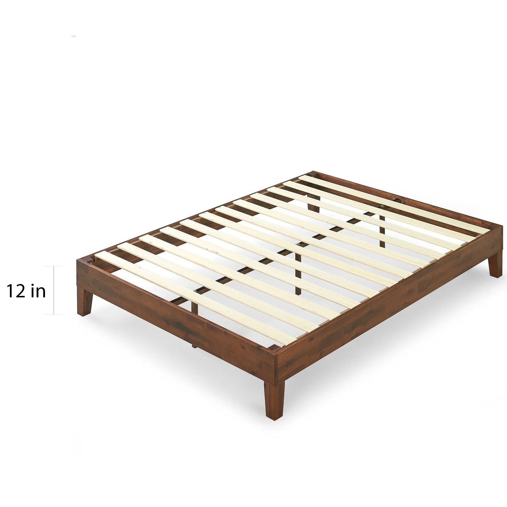 Lit plateforme de luxe en bois massif expresso antique Priage par Zinus