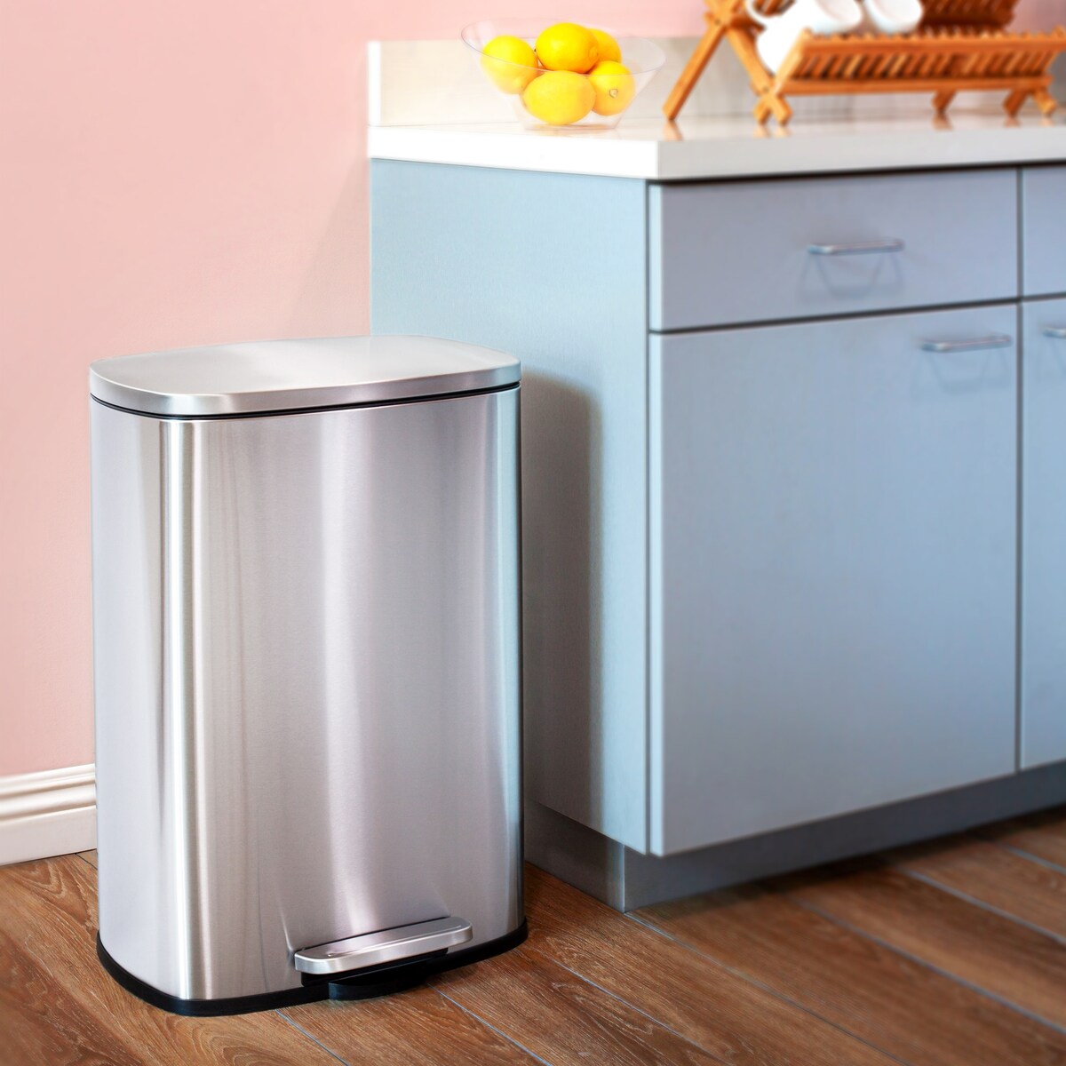 Poubelles rectangulaires Qualiazero de 13,2 gallons et deux de 1,3 gallon à pédale - Ensemble familial