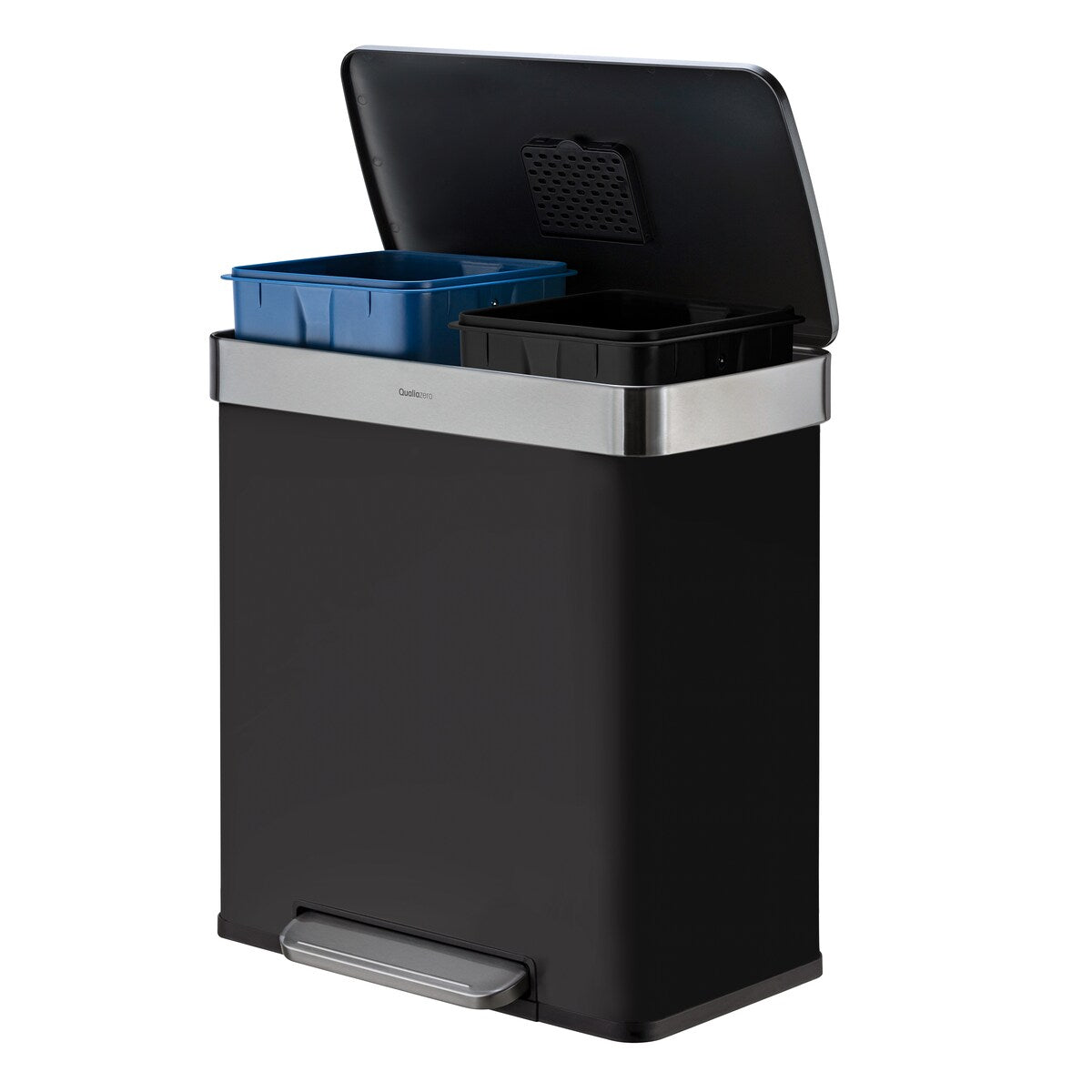 Poubelle de recyclage rectangulaire Qualiazero 16 gal (unité double 8 gal) - Acier inoxydable