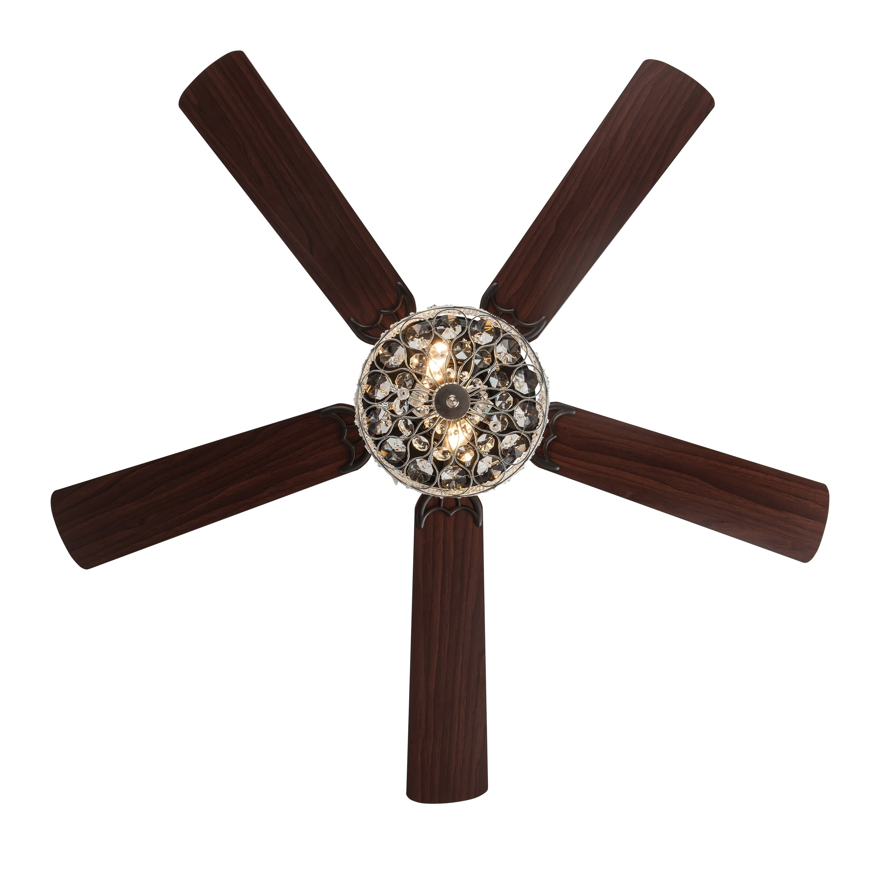 Ventilateur de plafond à DEL River of Goods Olivia, finition bronze huilé/cristal, 52 pouces - 52L x 52W x 18.25H - 52L x 52W x 18.25H