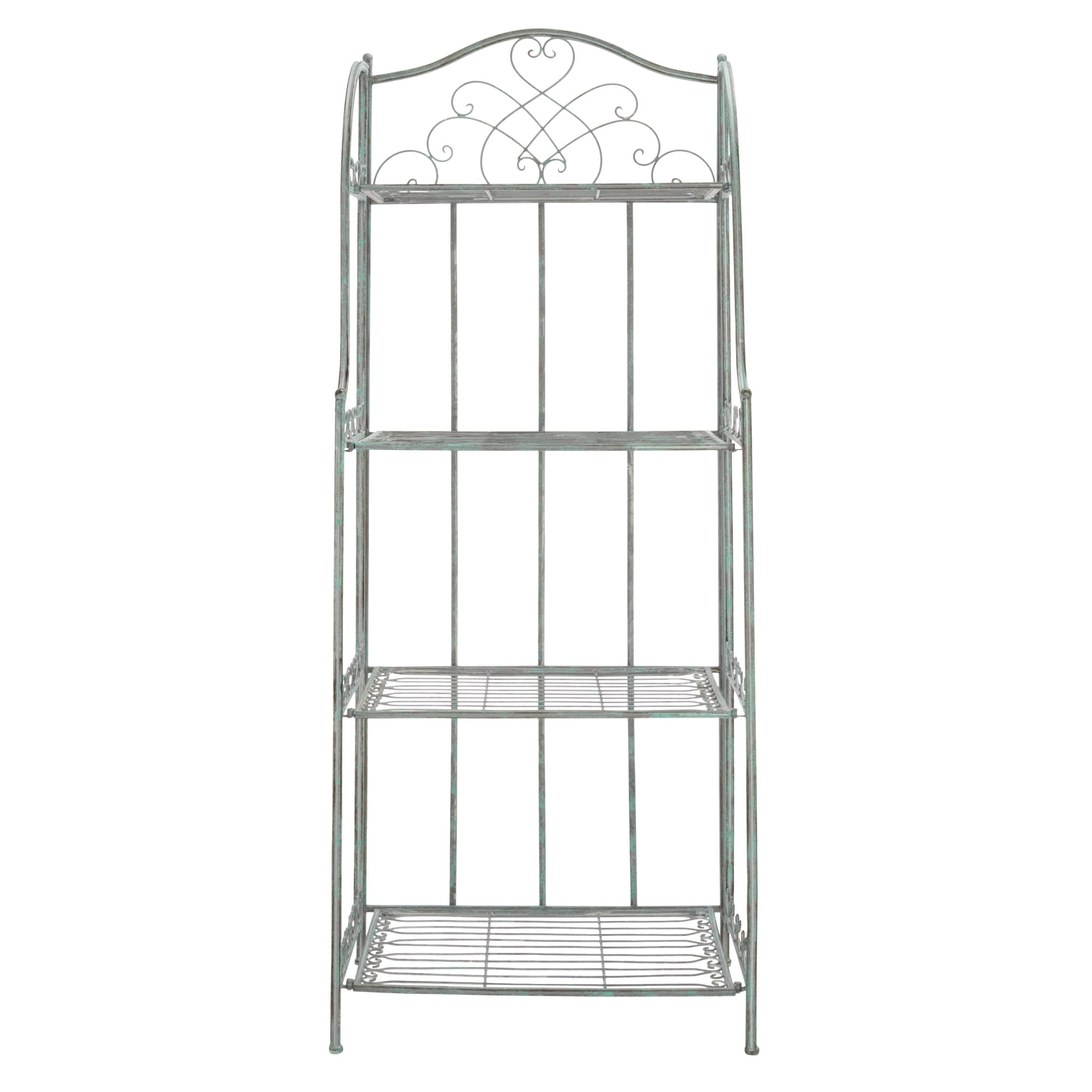 Étagère de boulangerie d'extérieur à 4 niveaux en fer forgé victorien SAFAVIEH Bryn - 25 po L x 15 po P x 63 po H - 25L x 15P x 63H