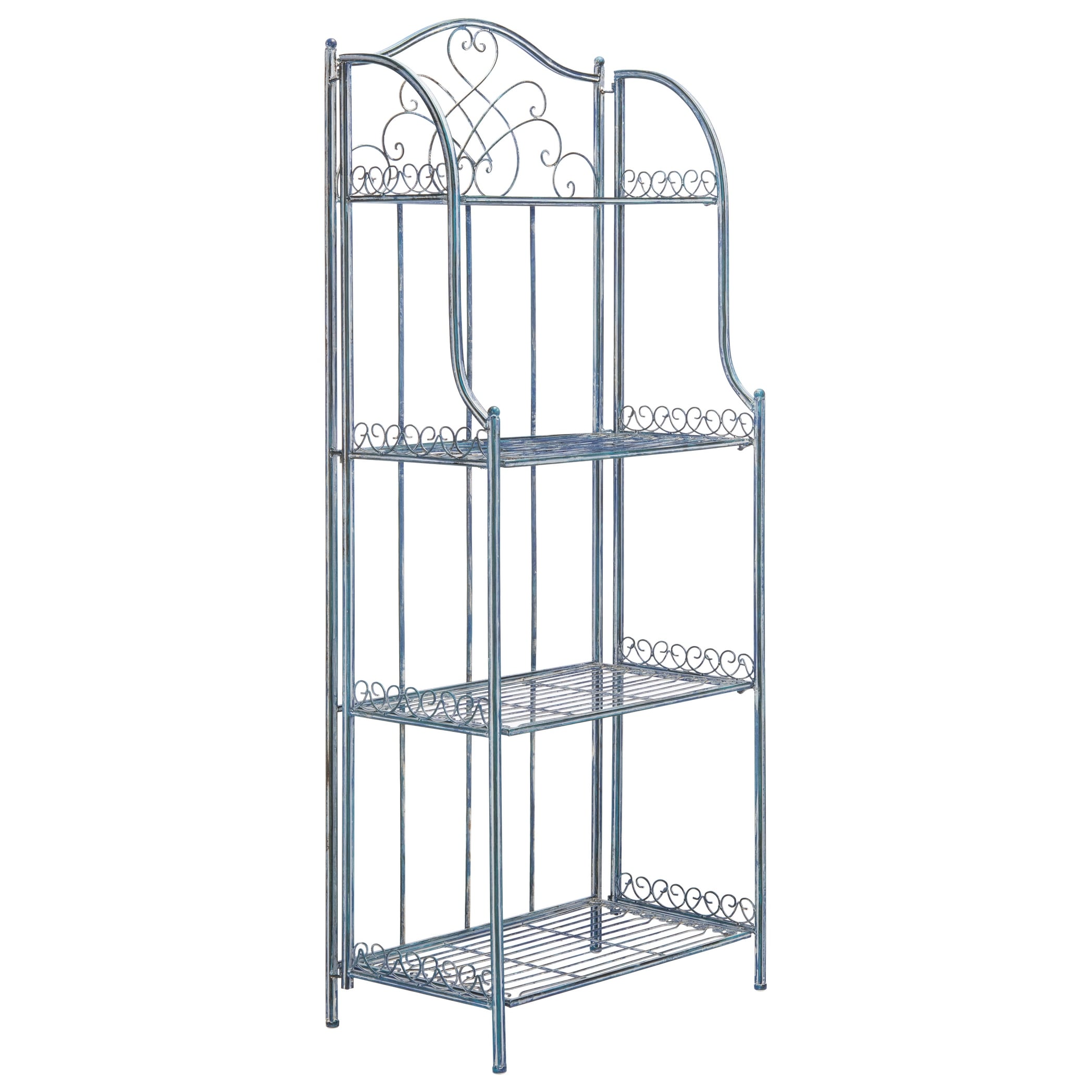 Étagère de boulangerie d'extérieur à 4 niveaux en fer forgé victorien SAFAVIEH Bryn - 25 po L x 15 po P x 63 po H - 25L x 15P x 63H
