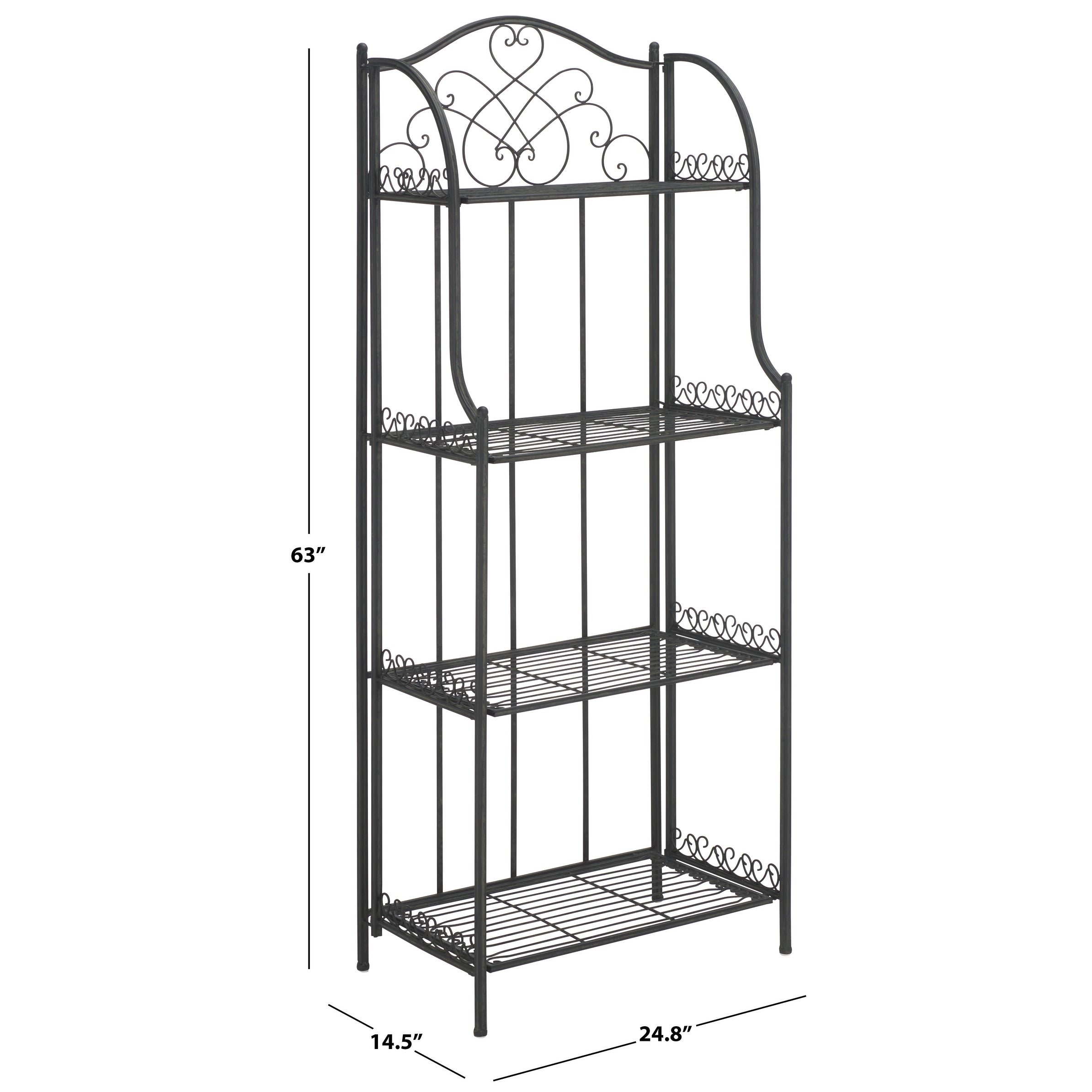 Étagère de boulangerie d'extérieur à 4 niveaux en fer forgé victorien SAFAVIEH Bryn - 25 po L x 15 po P x 63 po H - 25L x 15P x 63H