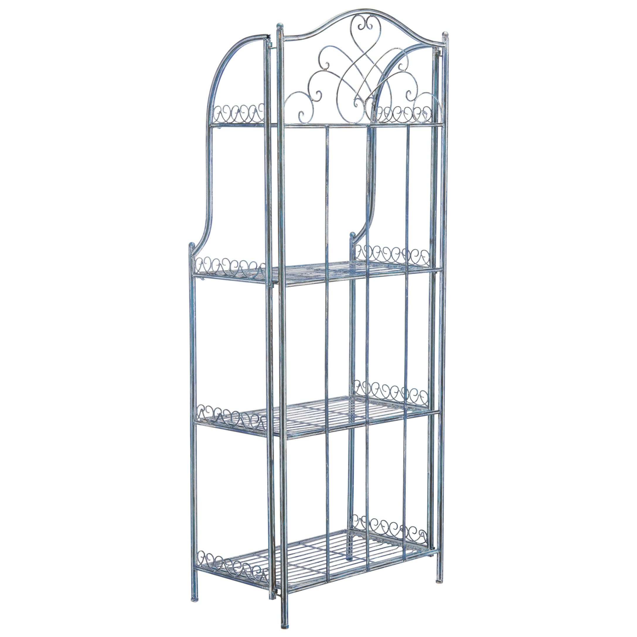 Étagère de boulangerie d'extérieur à 4 niveaux en fer forgé victorien SAFAVIEH Bryn - 25 po L x 15 po P x 63 po H - 25L x 15P x 63H