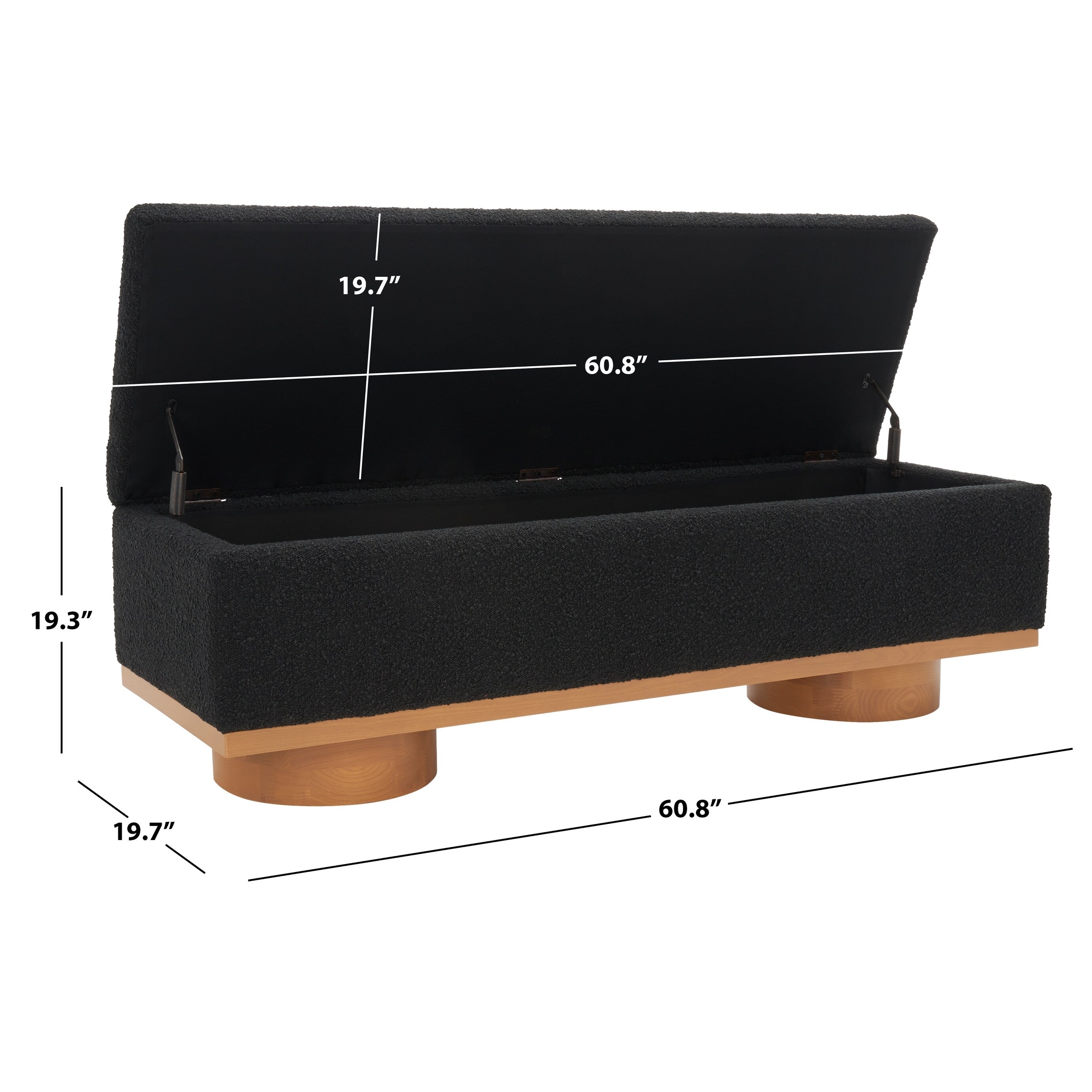 Banc de rangement SAFAVIEH Couture Sunneva Boucle - 61 po L x 20 po P x 19 po H - 61L x 20P x 19H