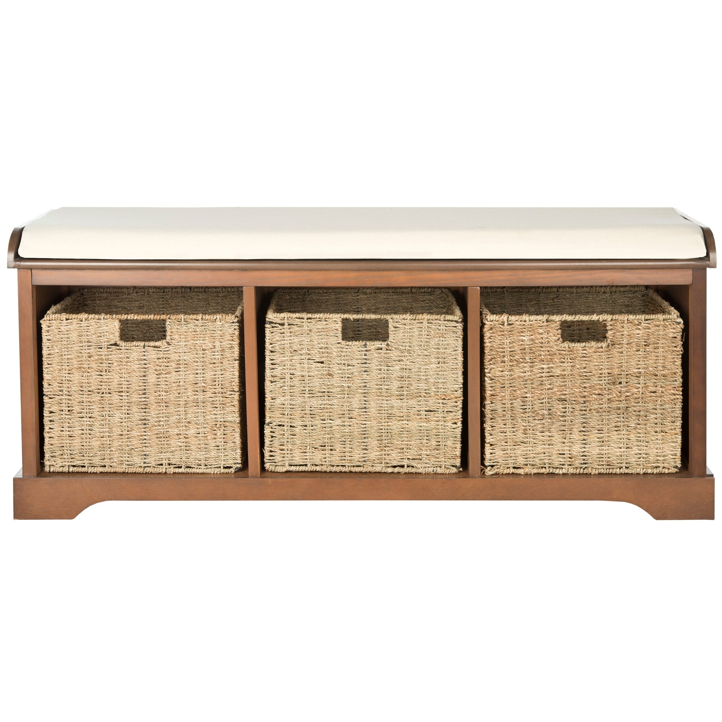 Banc de rangement SAFAVIEH Eola gris/blanc - 47 x 16,1 x 19,9 - 47 L x 16 P x 20 H
