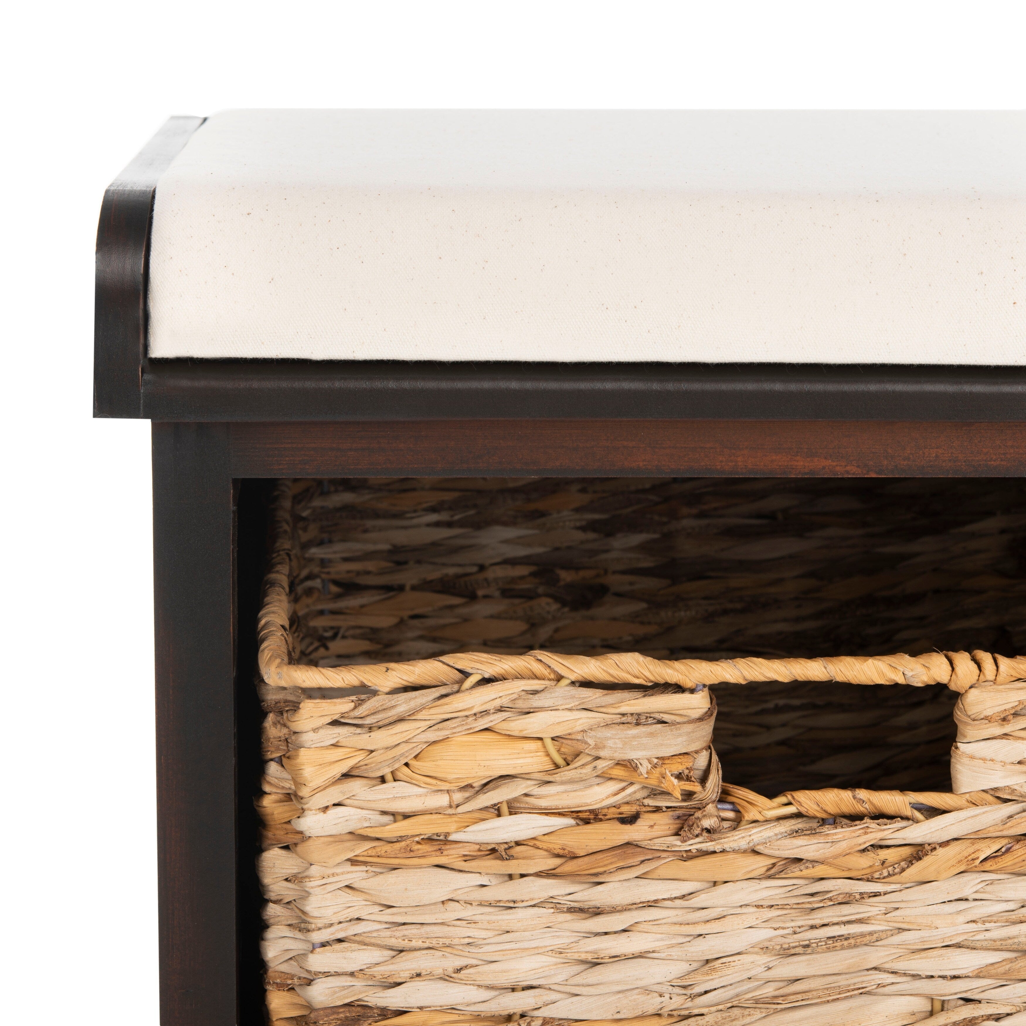 Banc de rangement tressé marron Euphemia de SAFAVIEH - 33,5 x 16,1 x 19,9 - 34 L x 16 P x 20 H