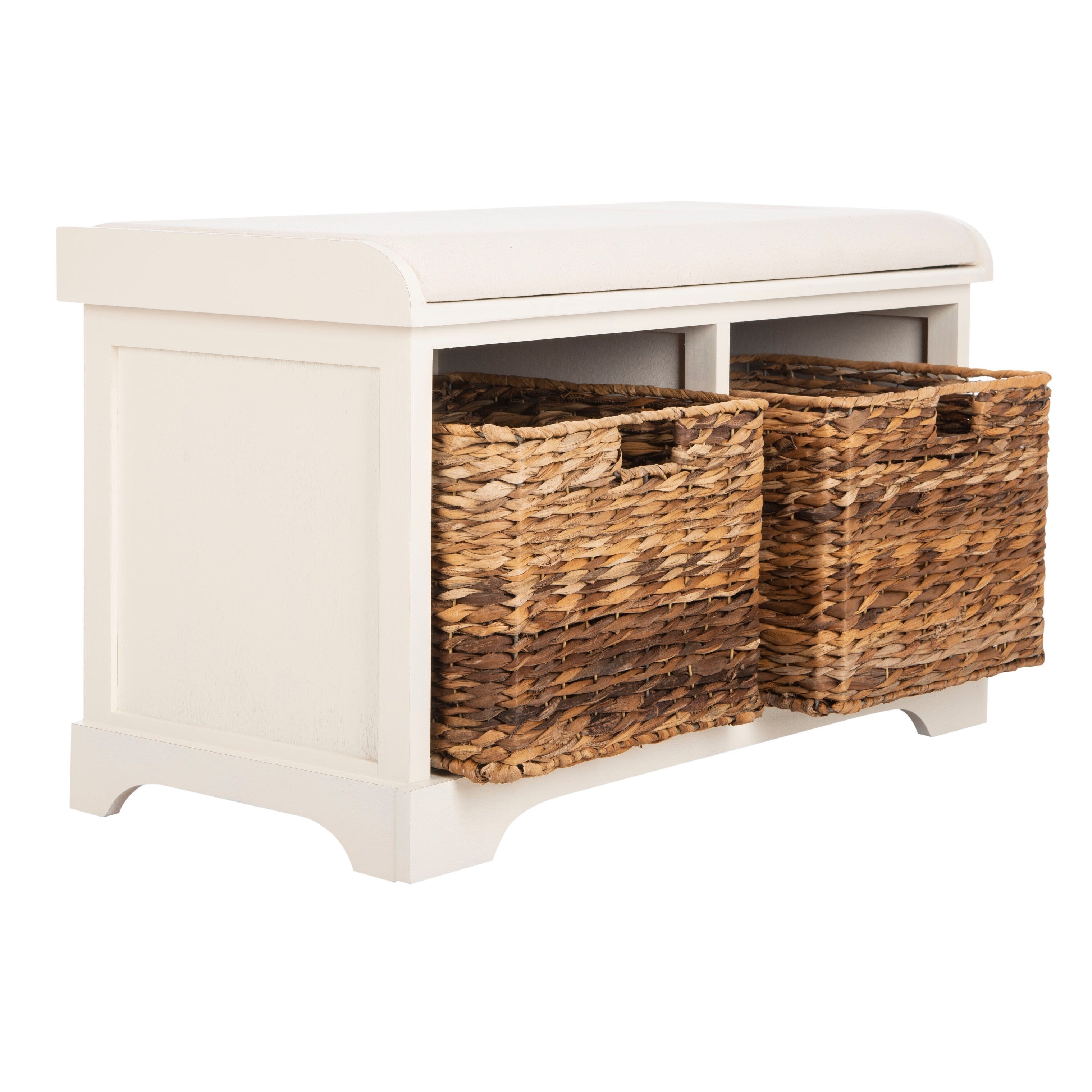 Banc de rangement tressé marron Euphemia de SAFAVIEH - 33,5 x 16,1 x 19,9 - 34 L x 16 P x 20 H