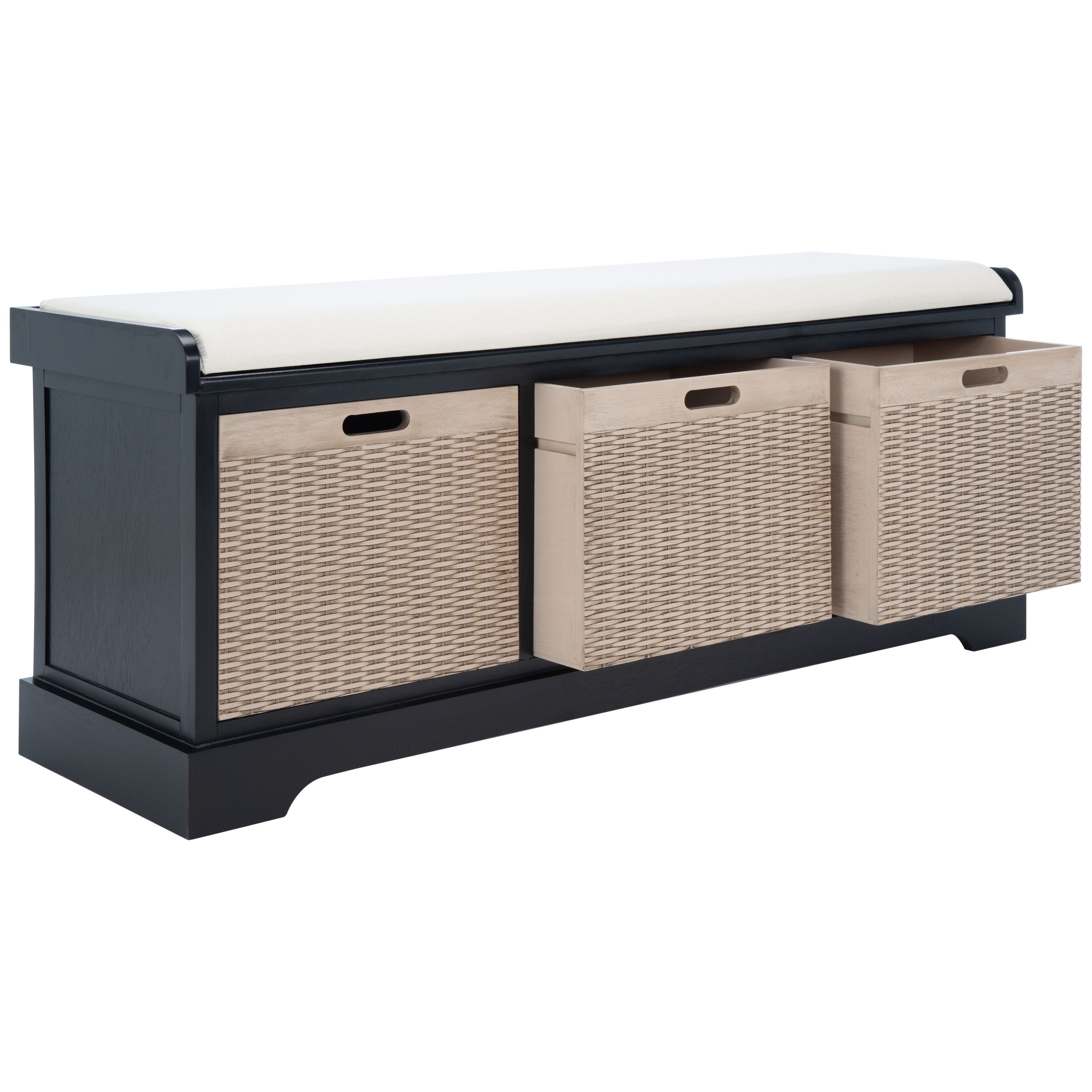 Banc de rangement à 3 tiroirs avec coussins SAFAVIEH Fiorello - 47,3 L x 15 L x 19 H - 47 L x 15 P x 19 H