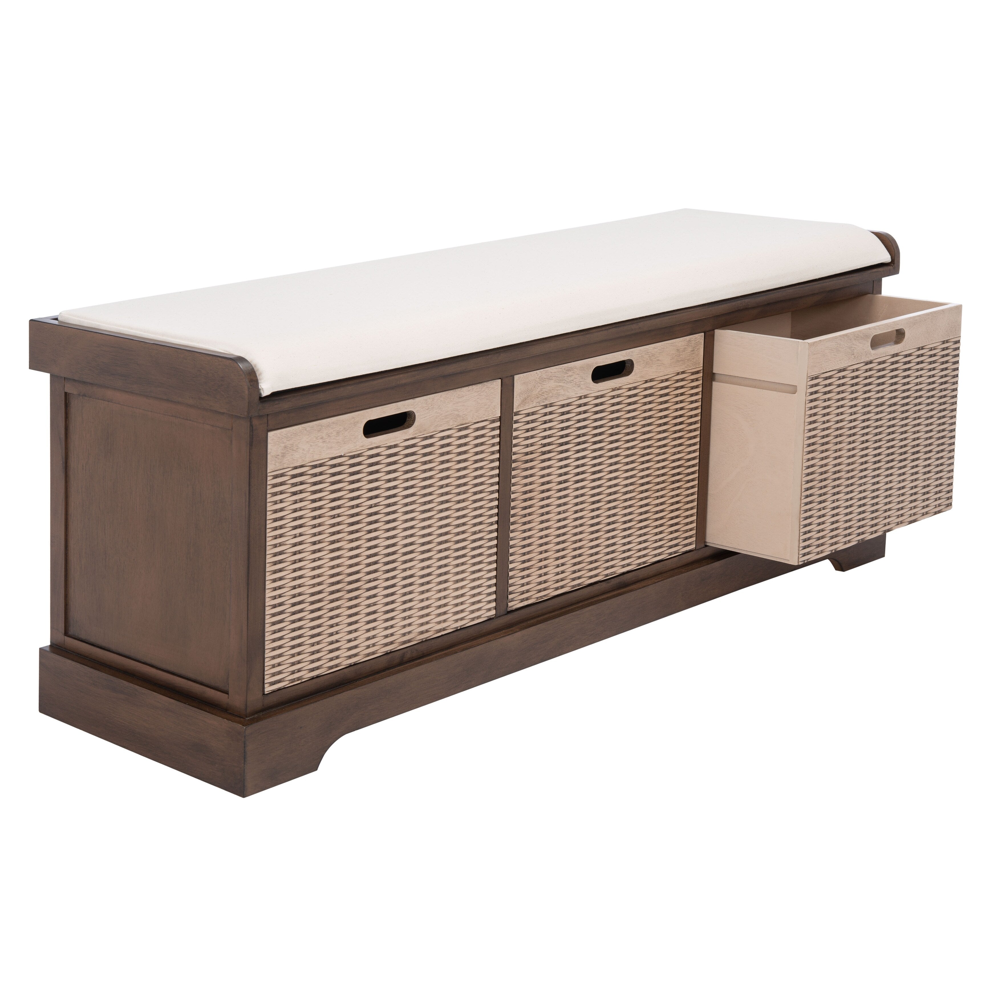 Banc de rangement à 3 tiroirs avec coussins SAFAVIEH Fiorello - 47,3 L x 15 L x 19 H - 47 L x 15 P x 19 H