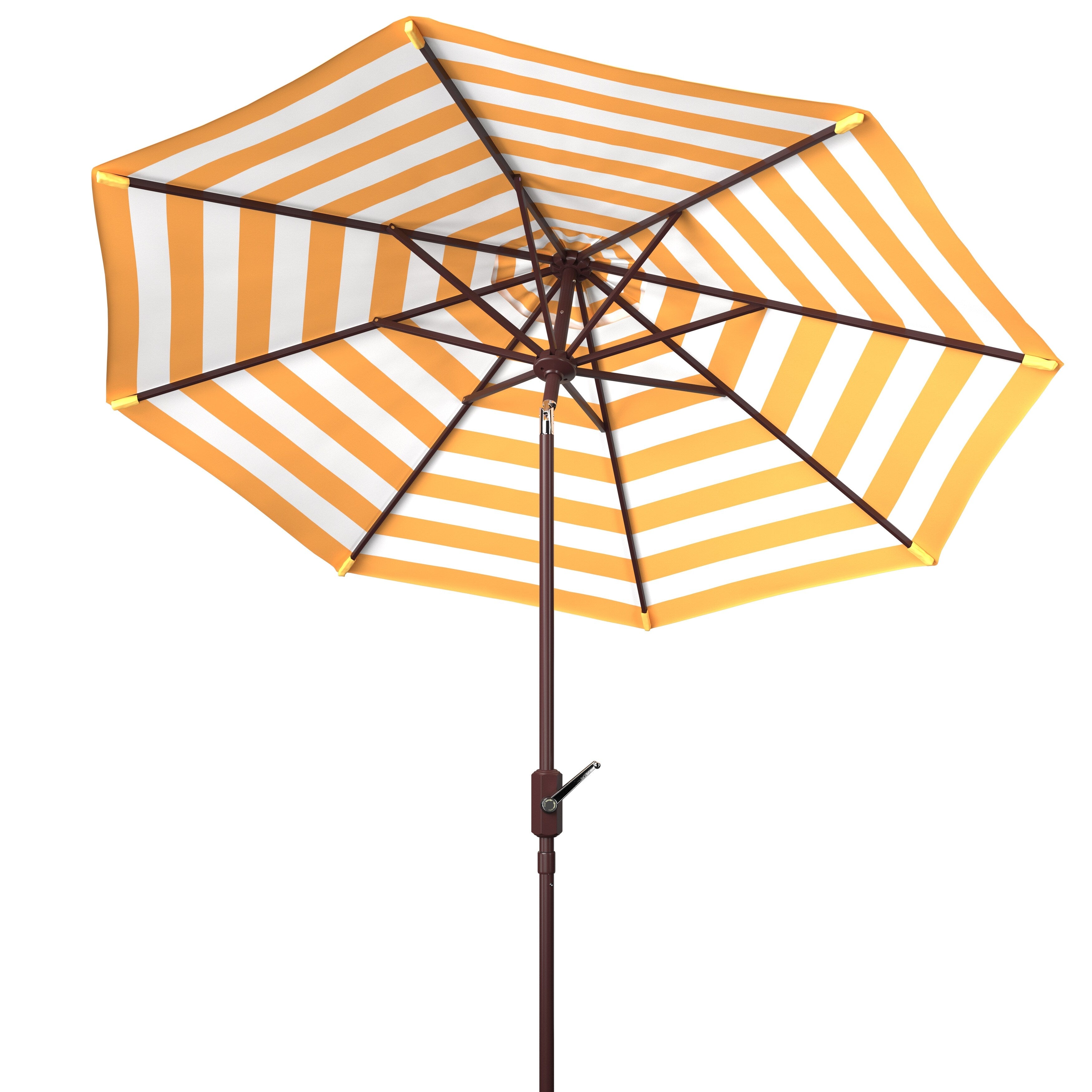 Parasol d'extérieur à manivelle rayé SAFAVIEH Hadire Inside Out de 9 pieds