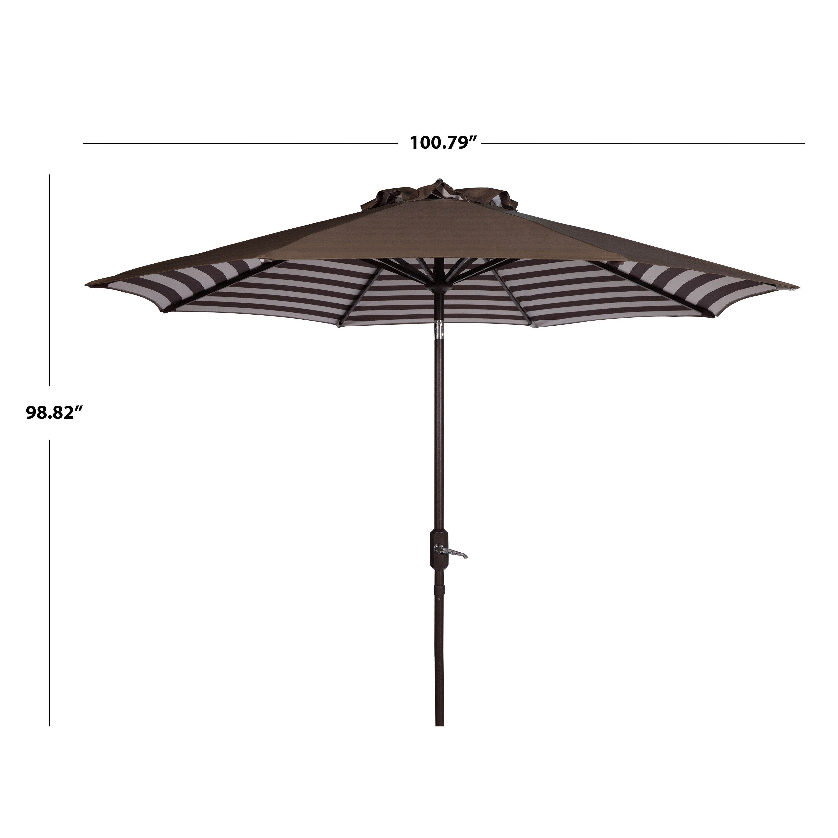 Parasol d'extérieur à manivelle rayé SAFAVIEH Hadire Inside Out de 9 pieds