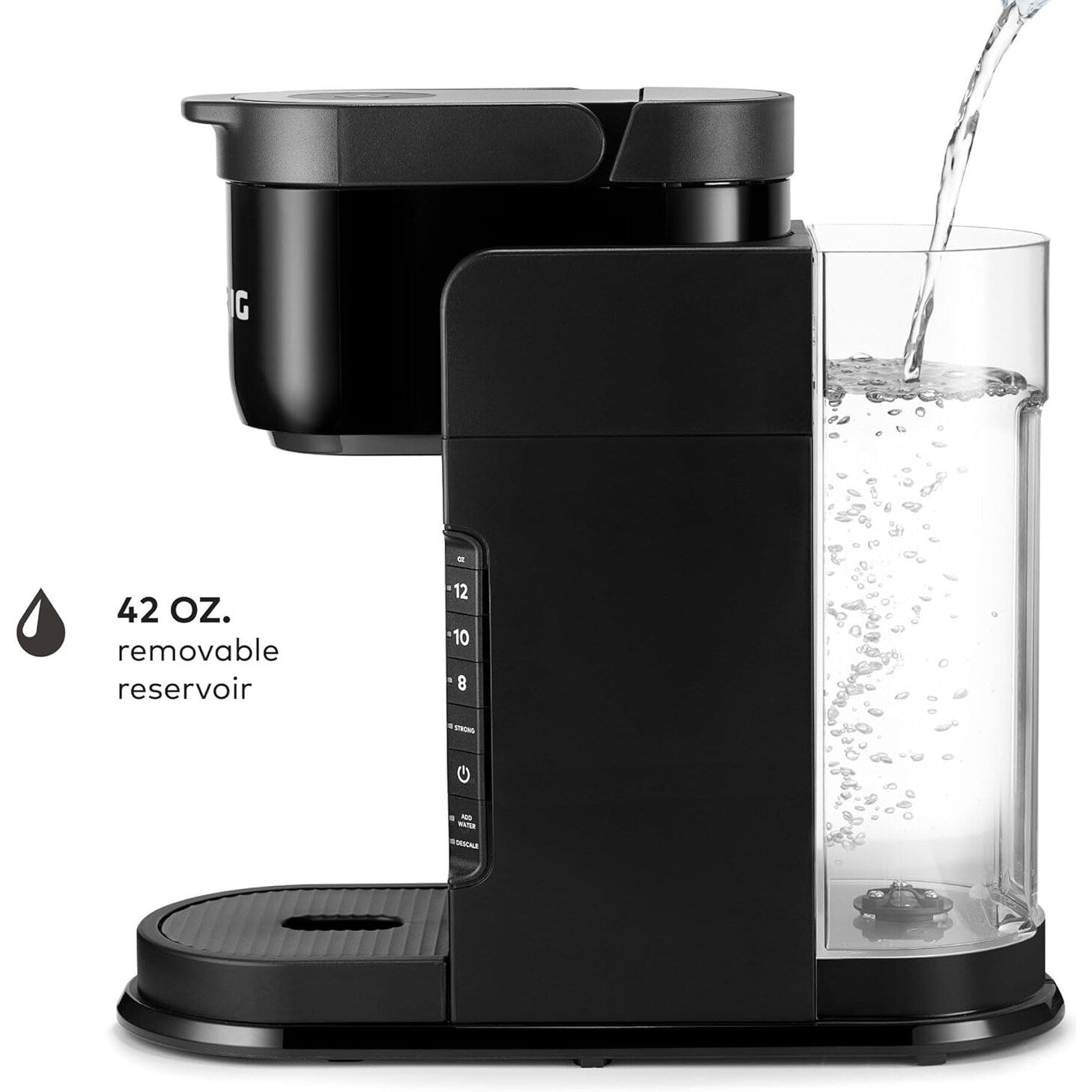 Cafetière K-Cup à dose unique, 3 tailles d'infusion, infusion forte, réservoir de 1,27 l, noir
