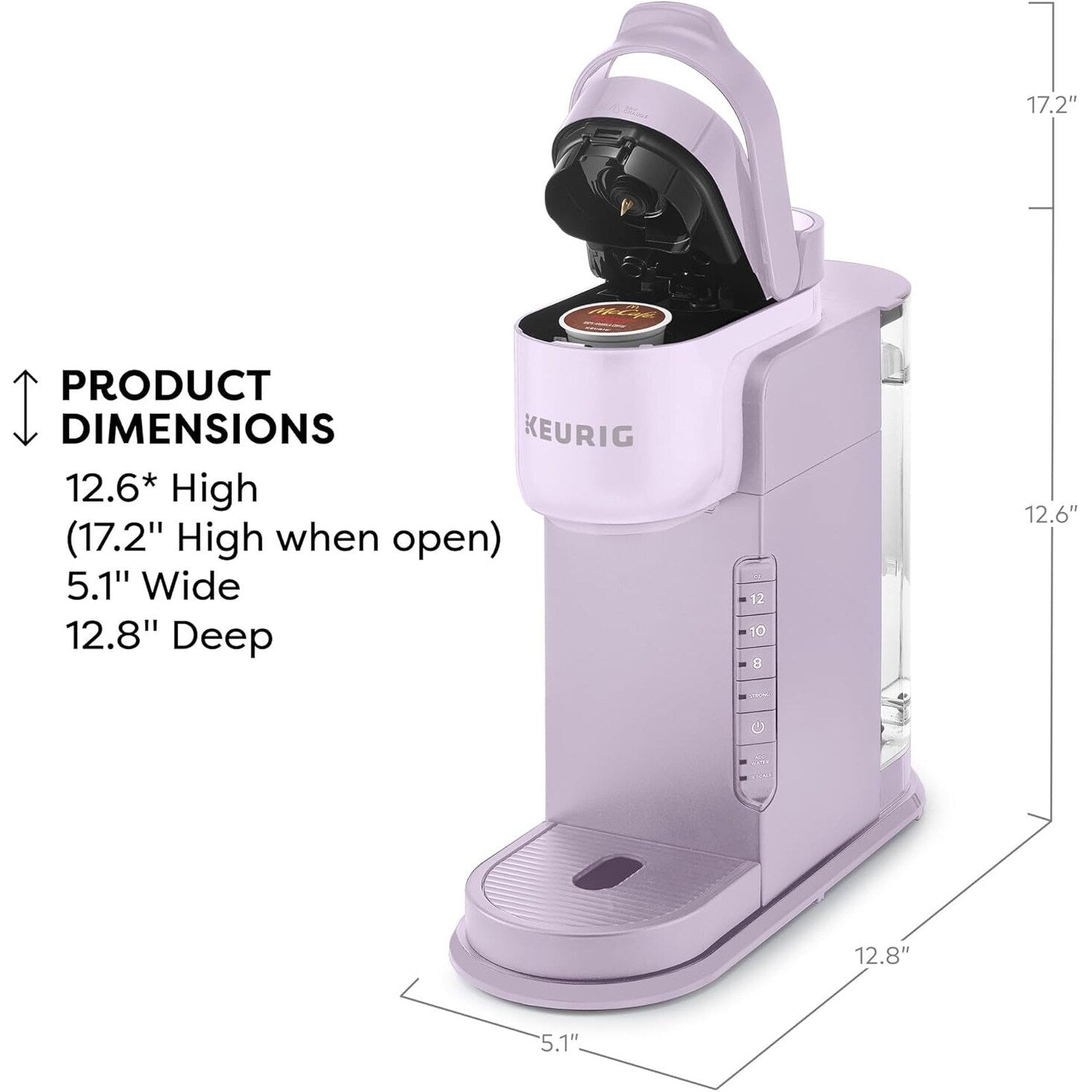 Cafetière K-Cup à dose unique, 3 tailles d'infusion, infusion forte, réservoir de 1,27 l, lavande