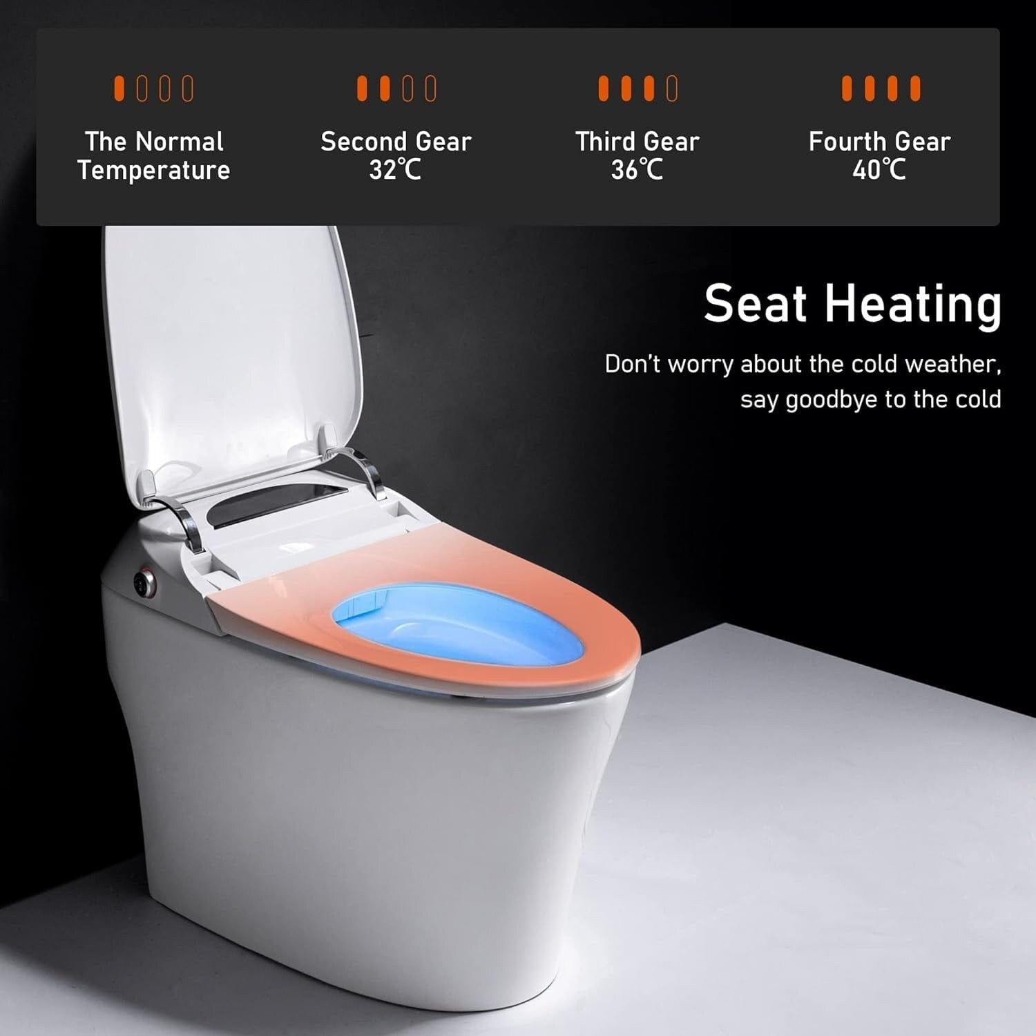 Toilettes intelligentes, toilettes bidet monobloc pour salles de bains, toilettes allongées modernes avec eau chaude, double chasse d'eau automatique, fonctionnement par capteur de pied