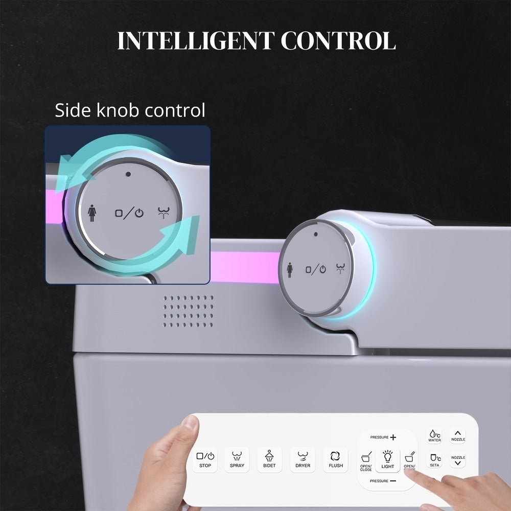 Toilettes intelligentes, toilettes bidet monobloc pour salles de bains, toilettes allongées modernes avec eau chaude, double chasse d'eau automatique, fonctionnement par capteur de pied