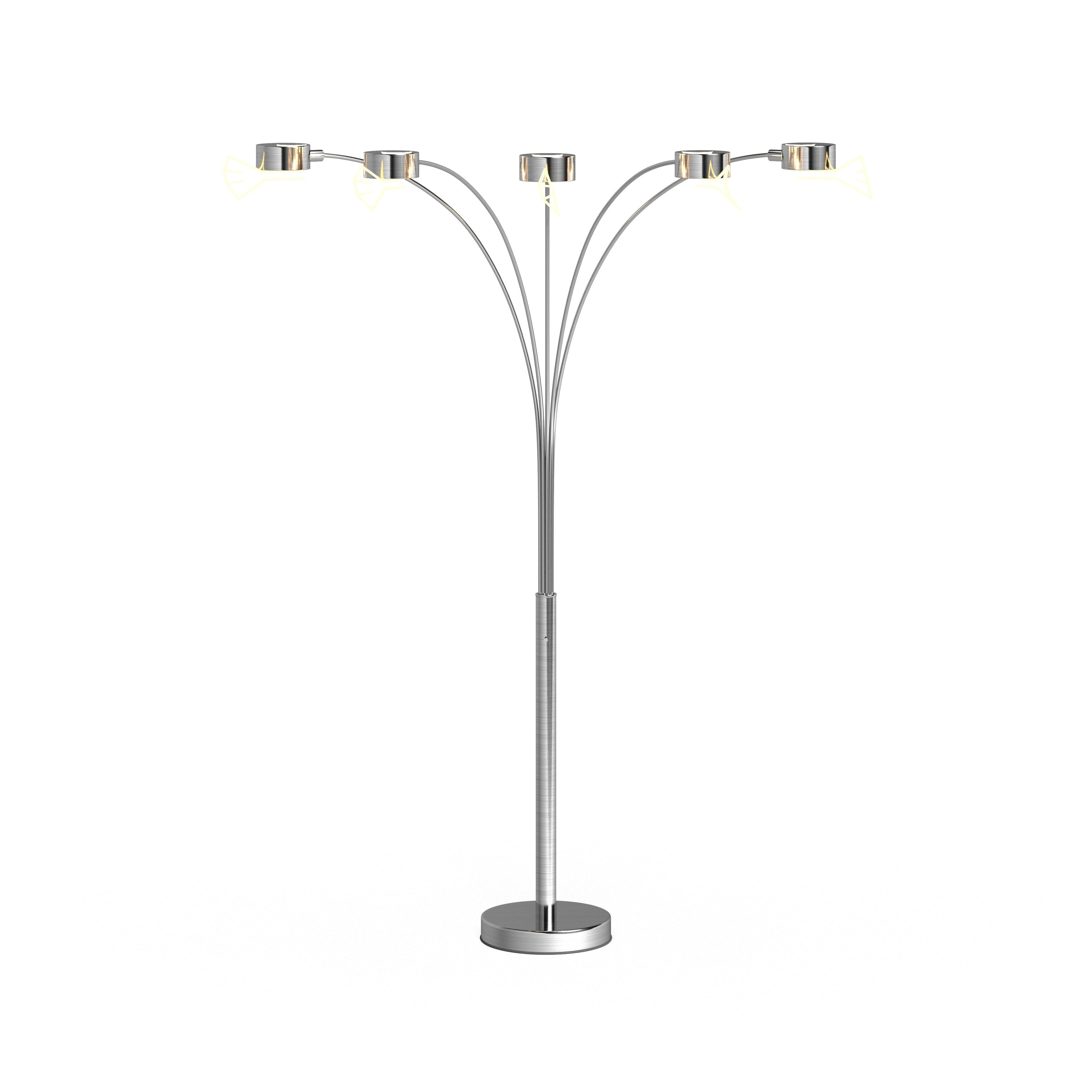 Lampadaire arqué en acier brossé Charlie de Strick & Bolton à 5 lumières