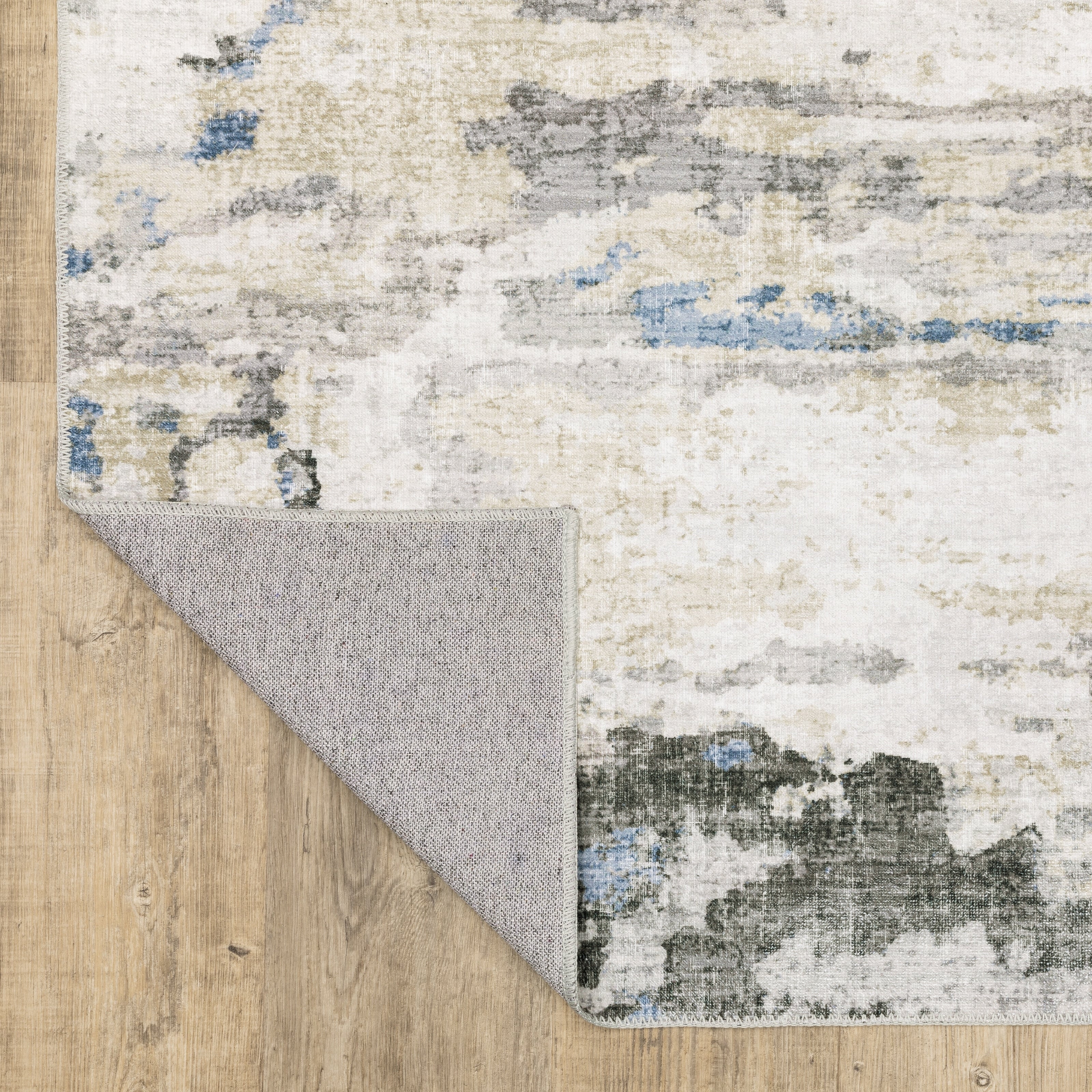 Vista Home Marissa Washable Abstract Grey/ Blue Indoor Area Rug