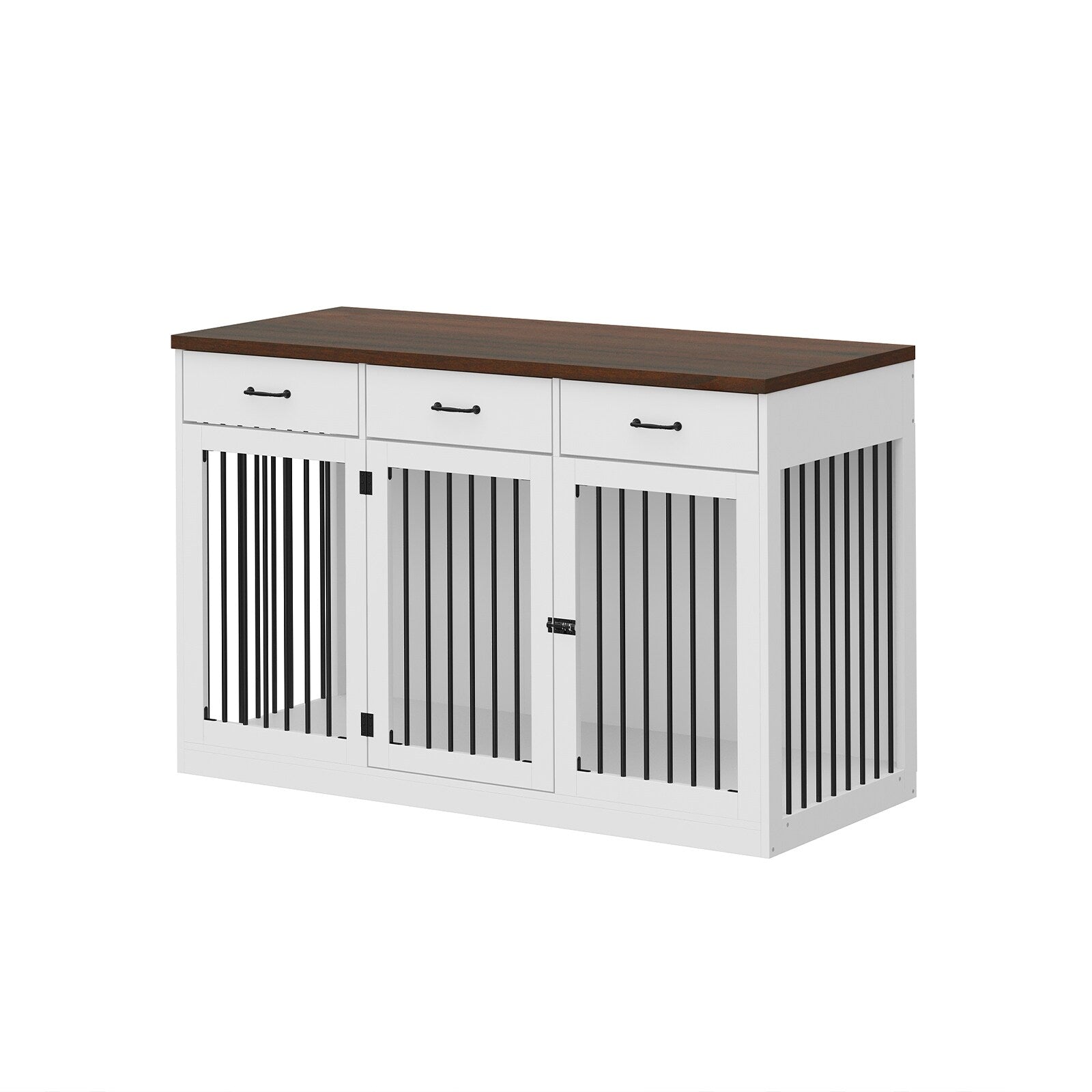 Élégant meuble en bois pour cage à chien avec rangement, 3 tiroirs