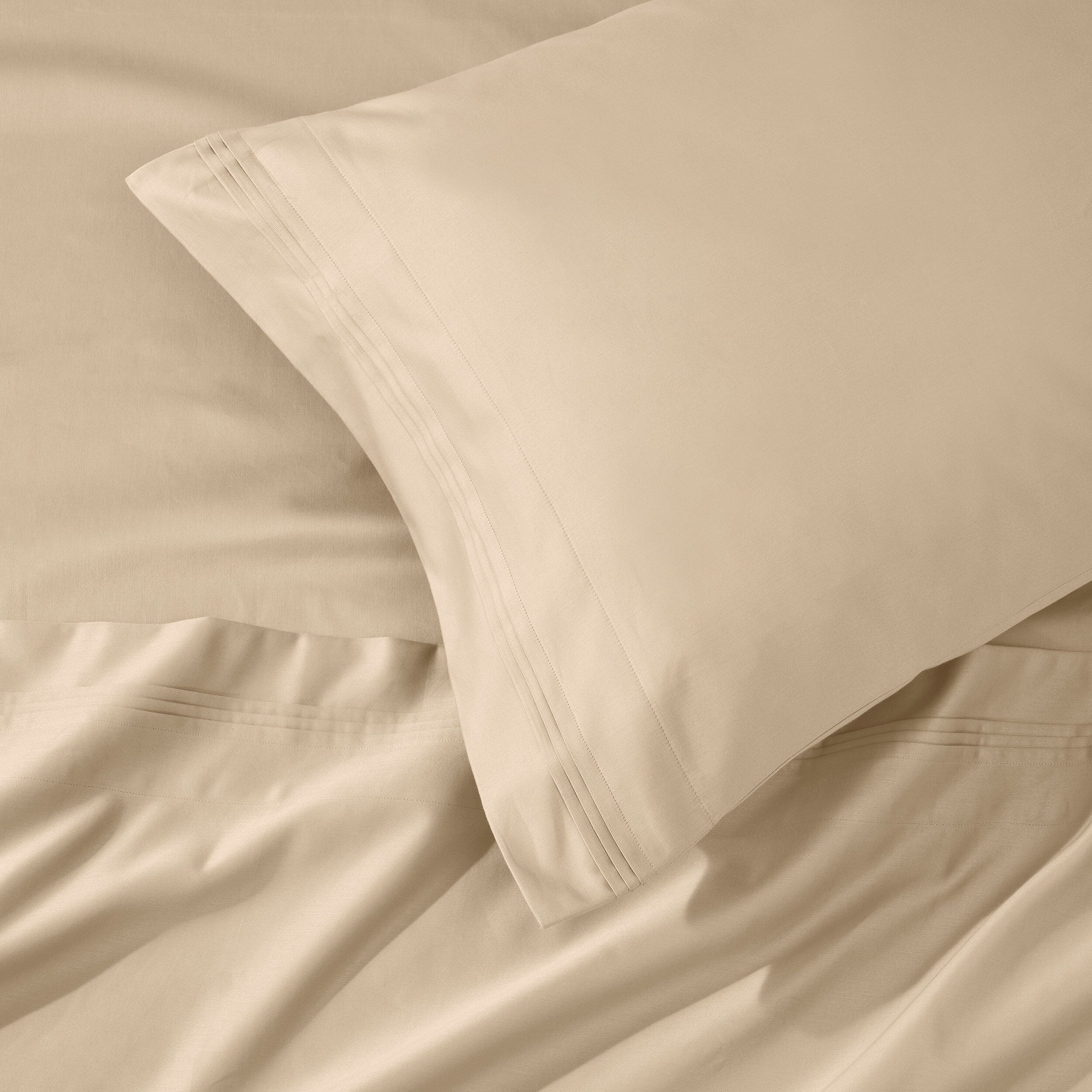 Parure de draps en coton égyptien de qualité supérieure 1000 fils au pouce carré, à poches profondes et à motif uni