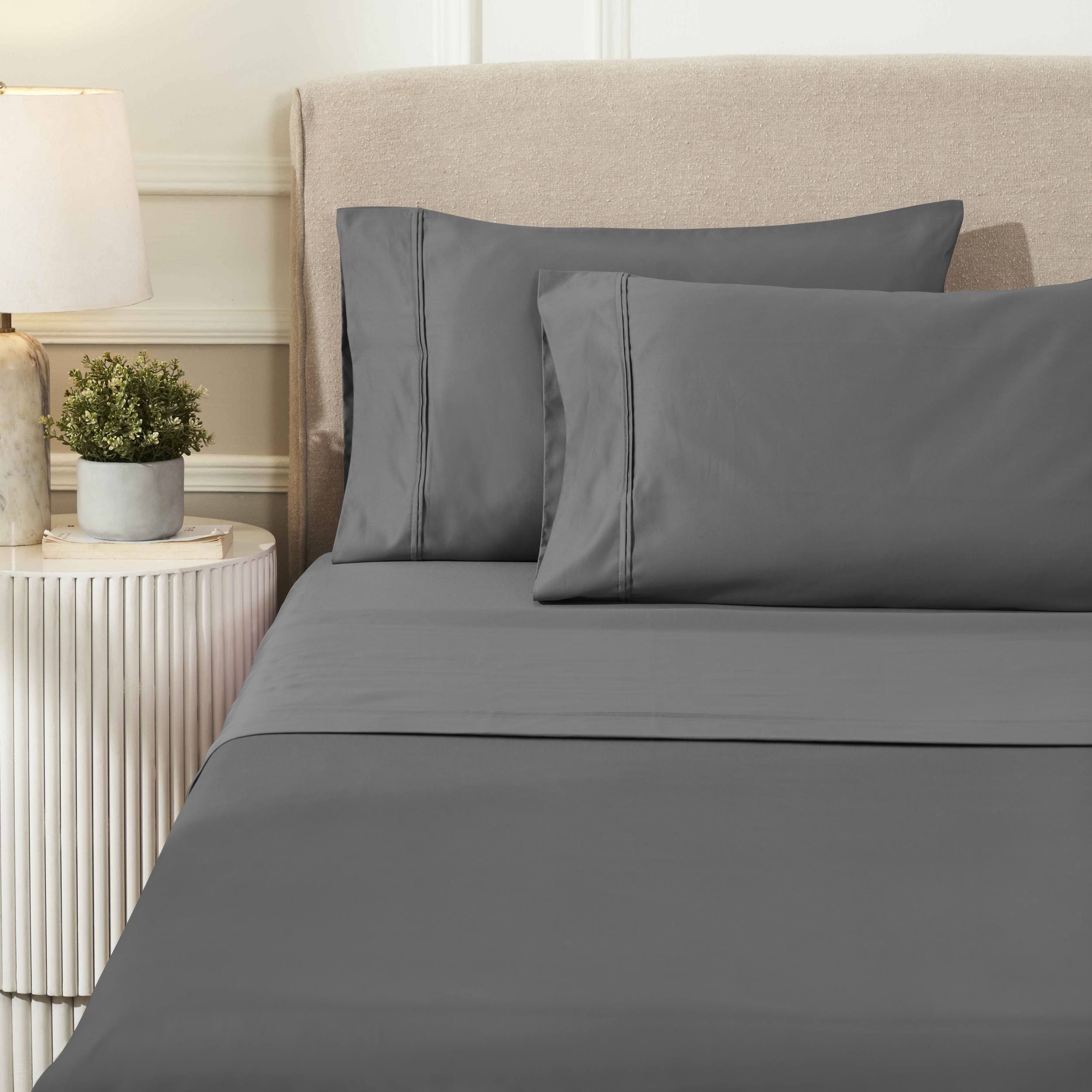 Parure de draps unie écologique en coton égyptien de qualité supérieure 1 200 fils
