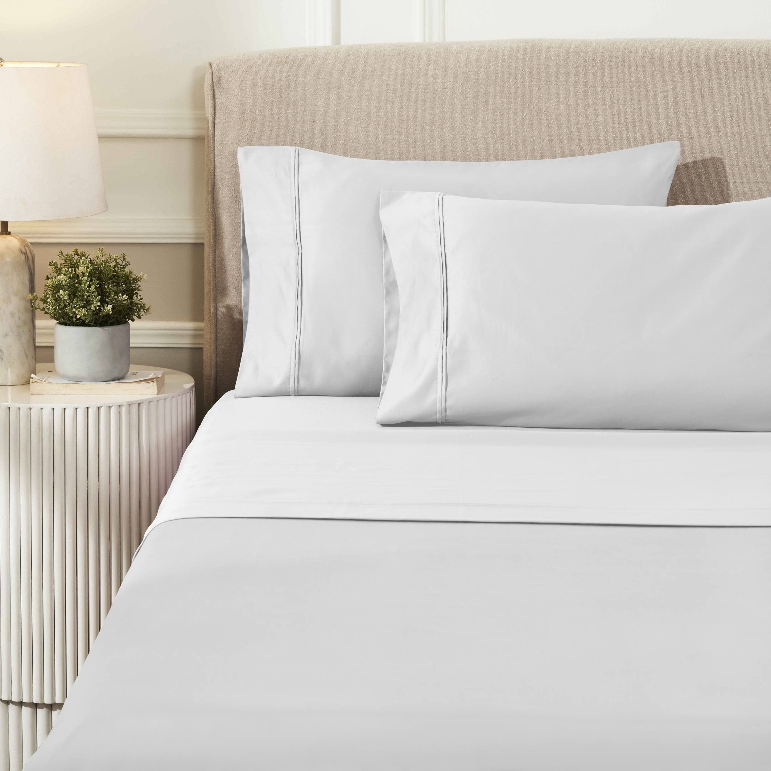 Parure de draps unie écologique en coton égyptien de qualité supérieure 1 200 fils