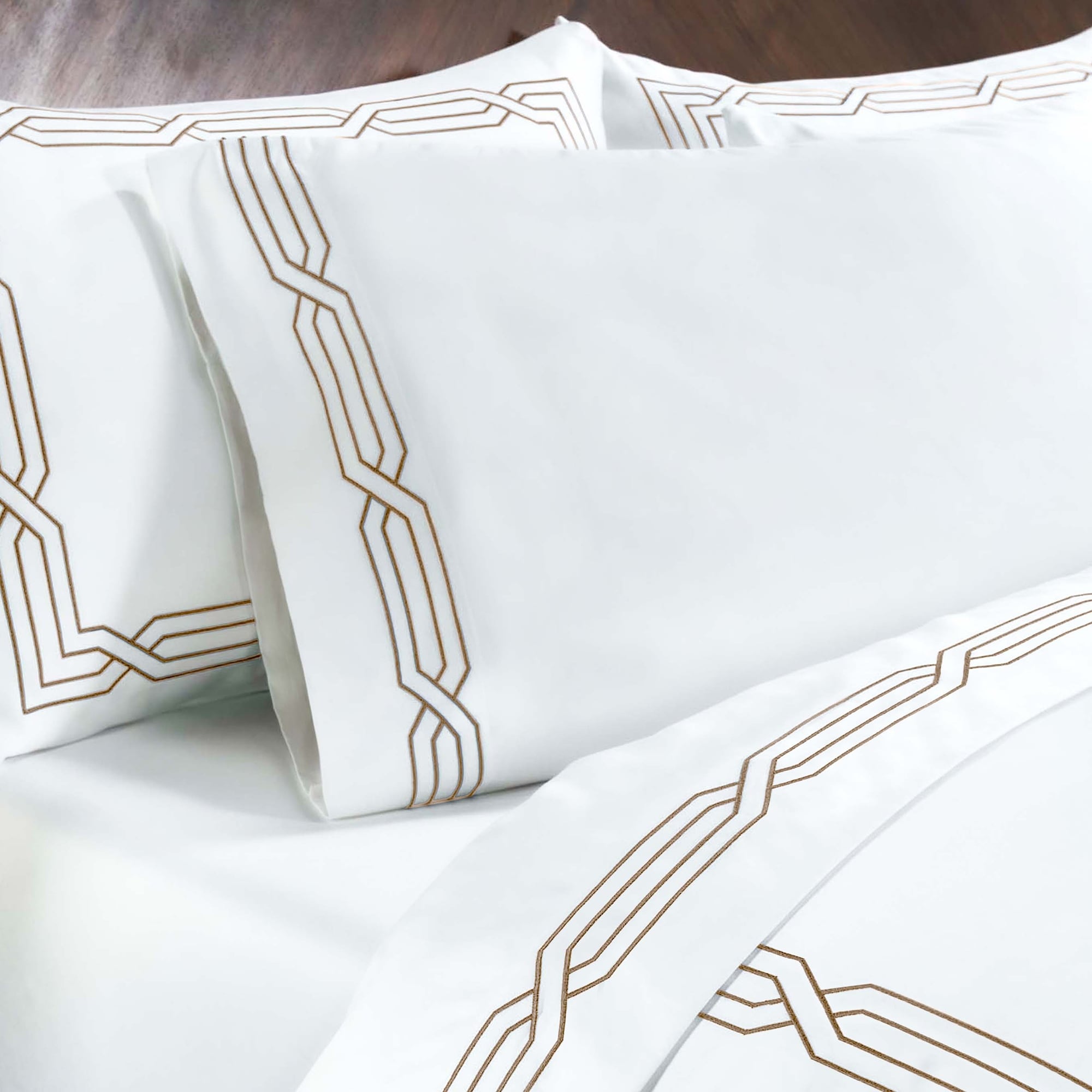Parure de draps unie écologique en coton égyptien de qualité supérieure 1 200 fils