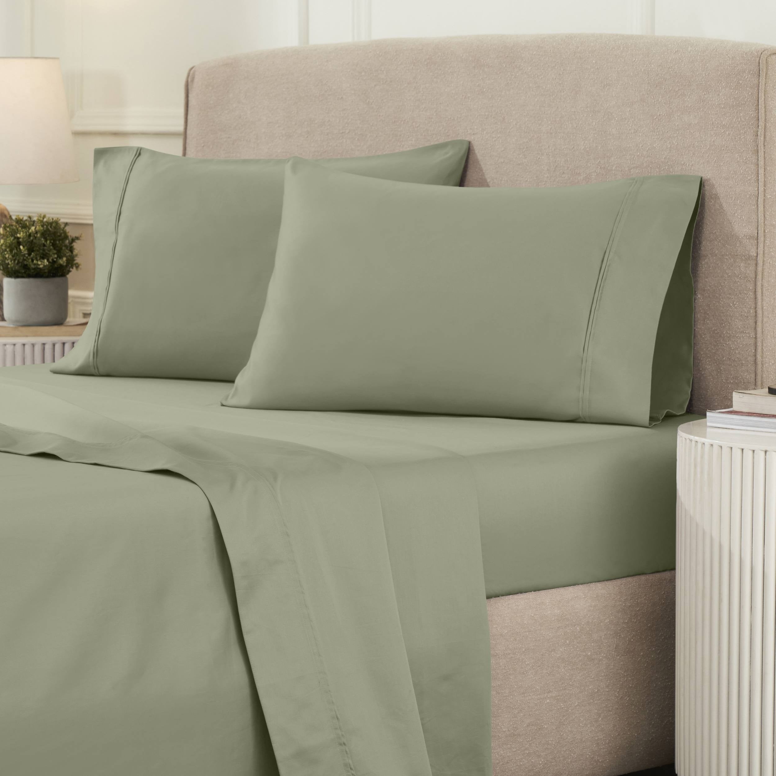 Parure de draps unie écologique en coton égyptien de qualité supérieure 1 200 fils