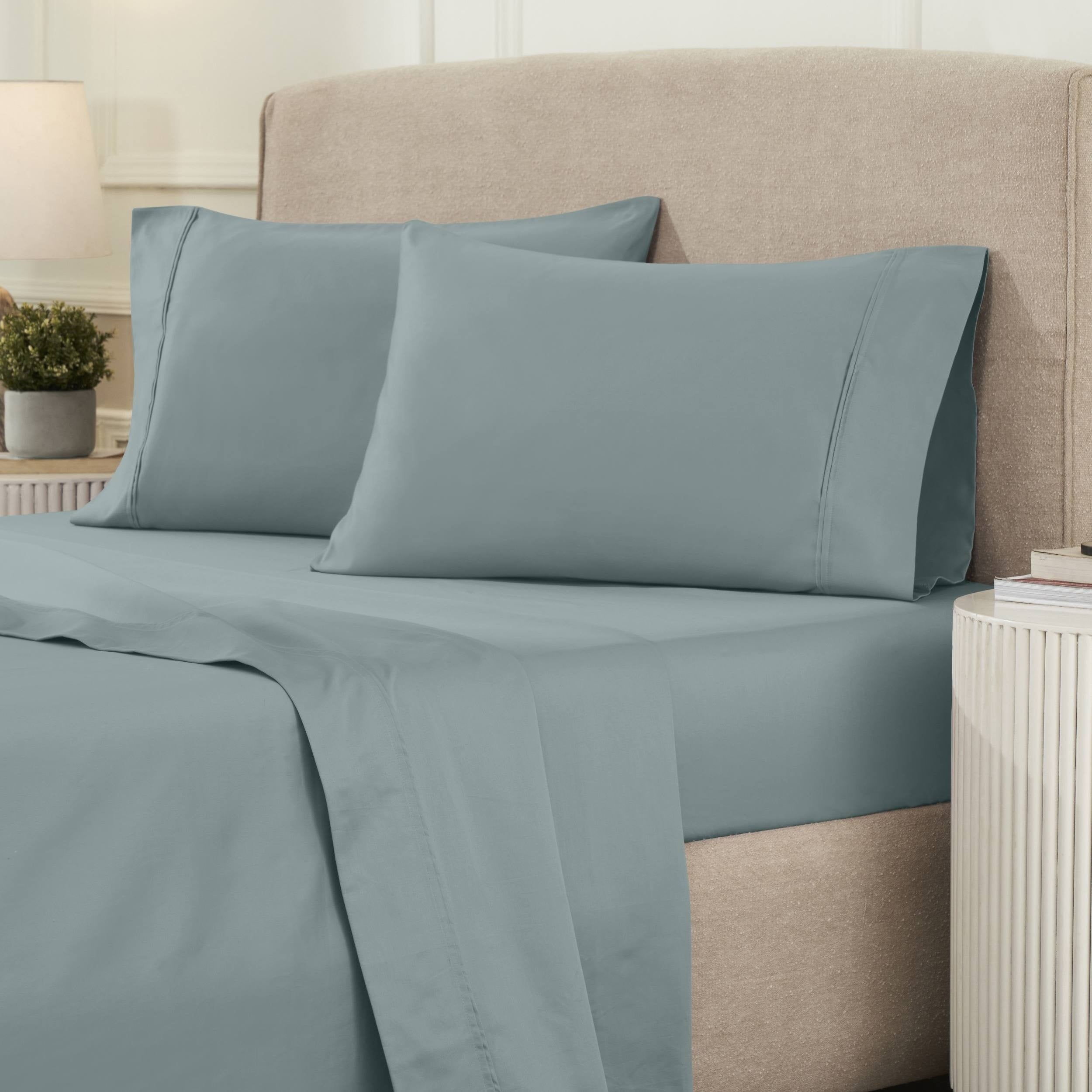 Parure de draps unie écologique en coton égyptien de qualité supérieure 1 200 fils