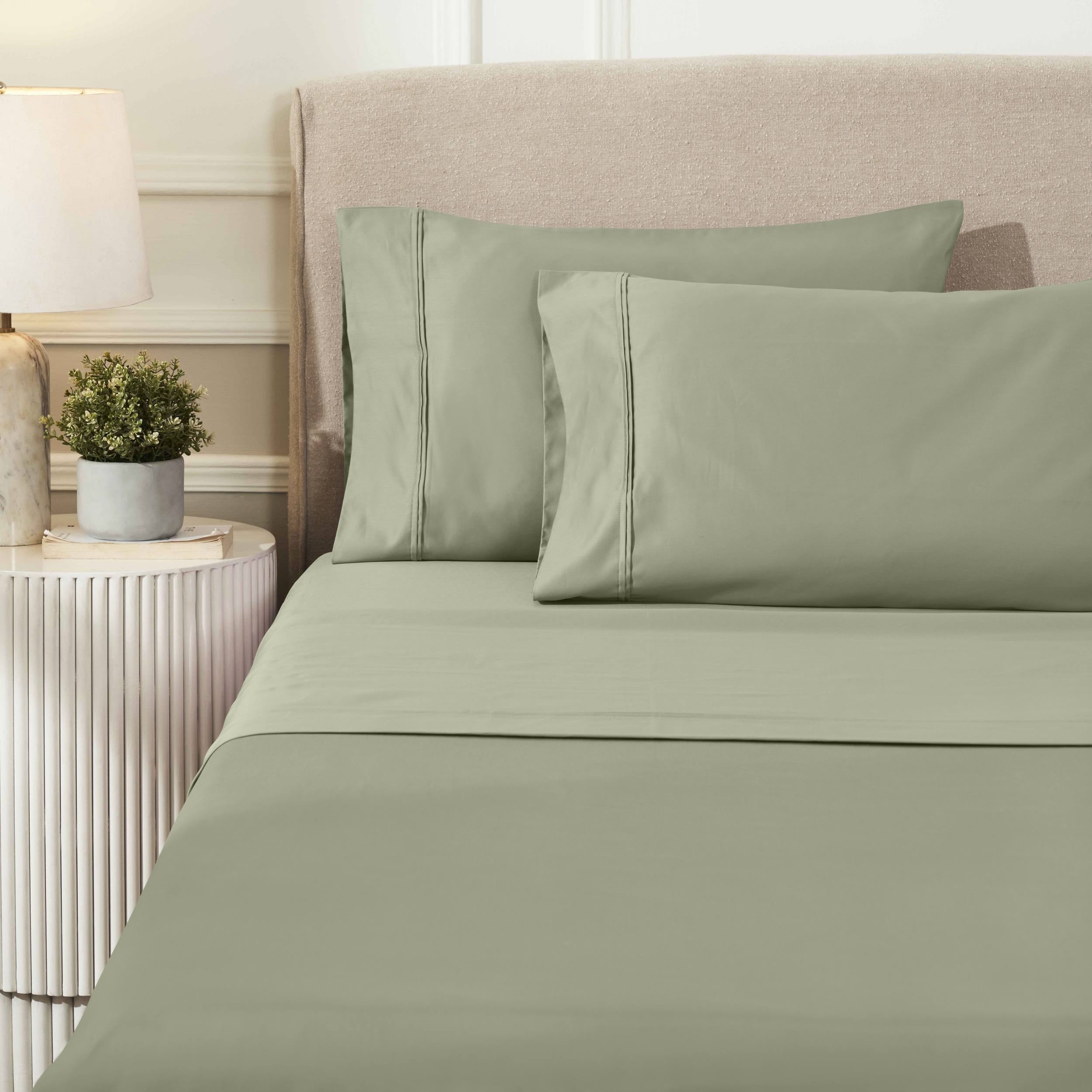 Parure de draps unie écologique en coton égyptien de qualité supérieure 1 200 fils