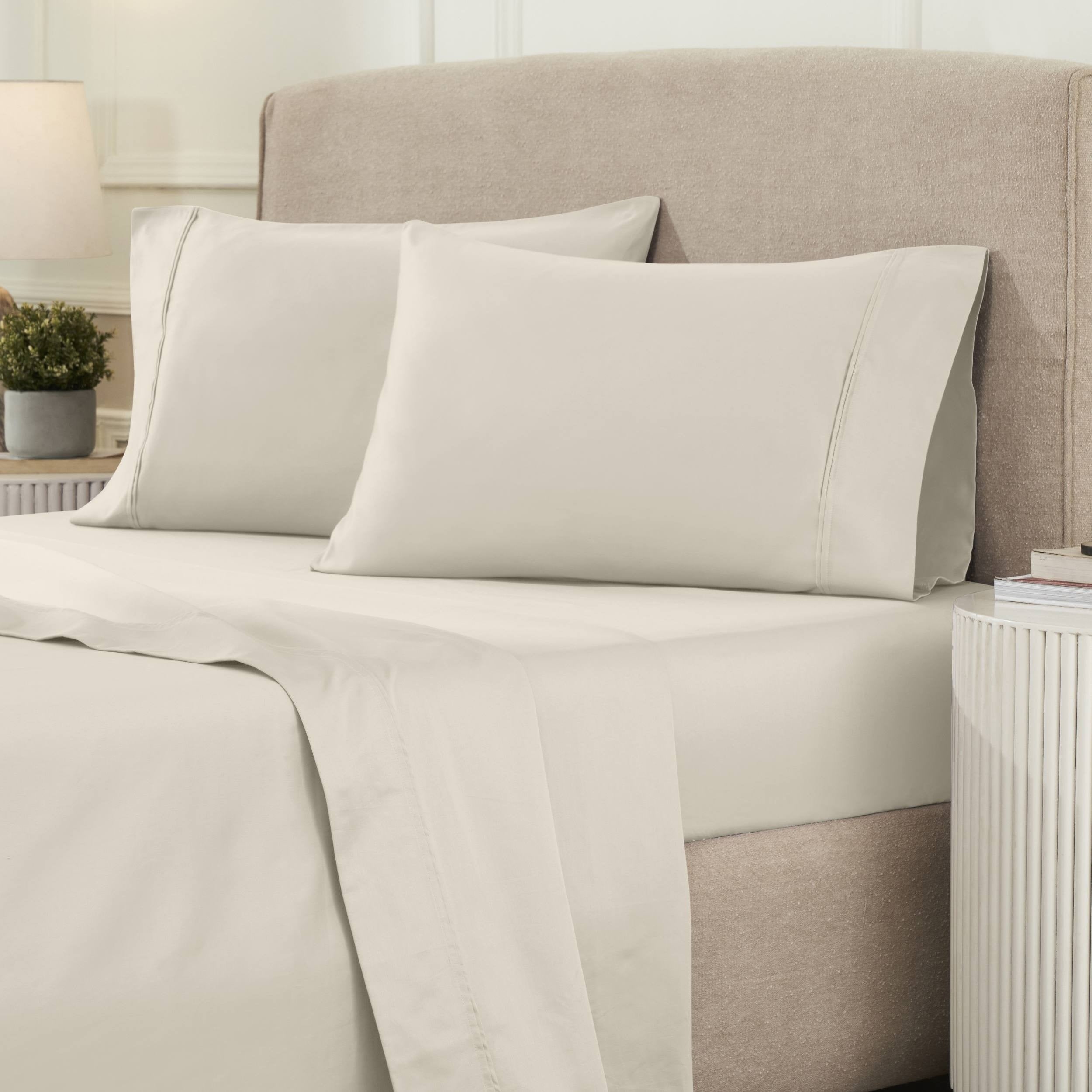 Parure de draps unie écologique en coton égyptien de qualité supérieure 1 200 fils