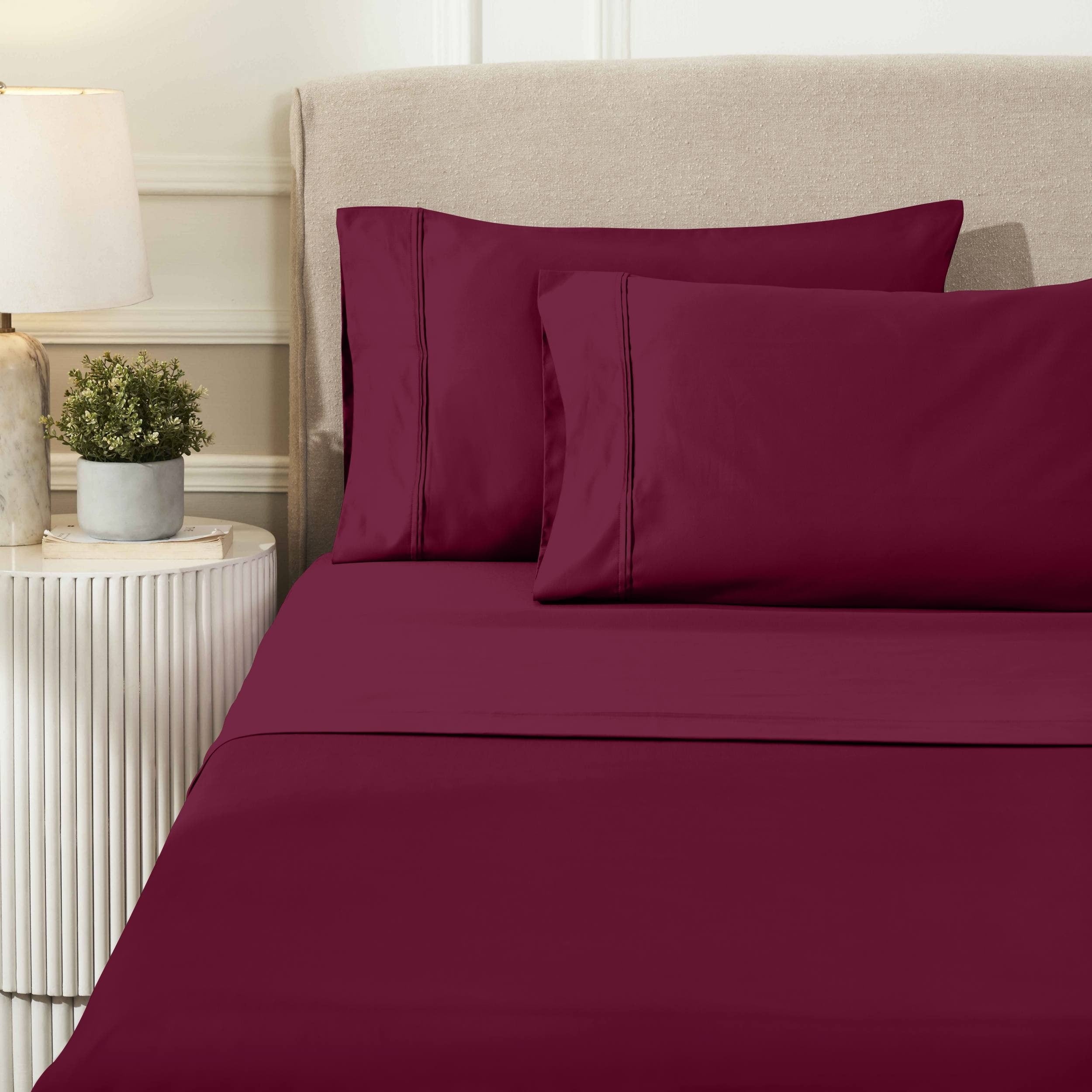 Parure de draps unie écologique en coton égyptien de qualité supérieure 1 200 fils