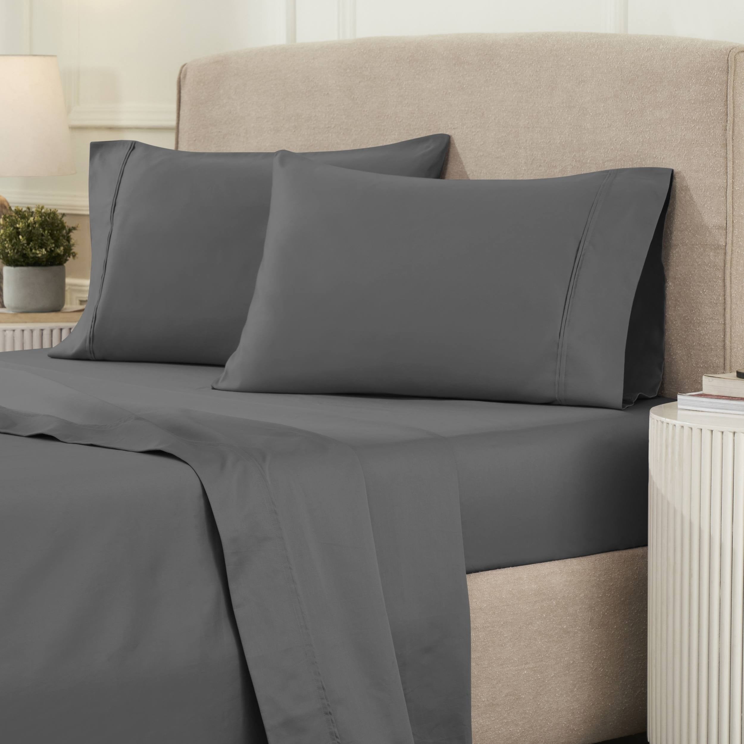 Parure de draps unie écologique en coton égyptien de qualité supérieure 1 200 fils