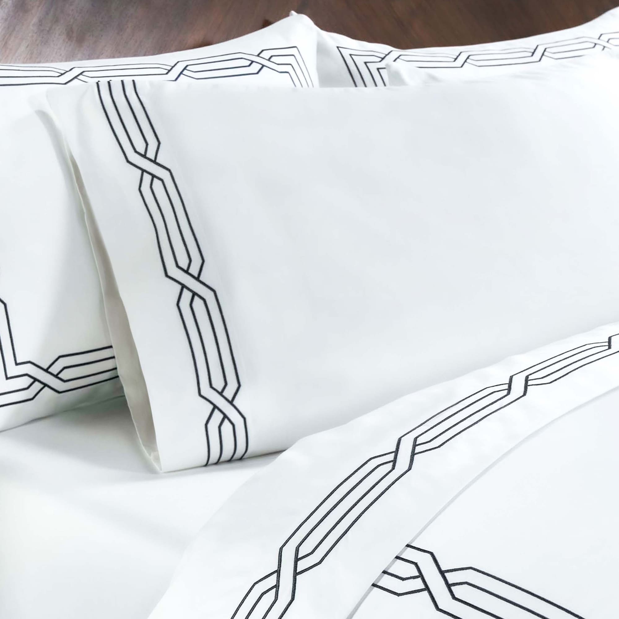 Parure de draps unie écologique en coton égyptien de qualité supérieure 1 200 fils