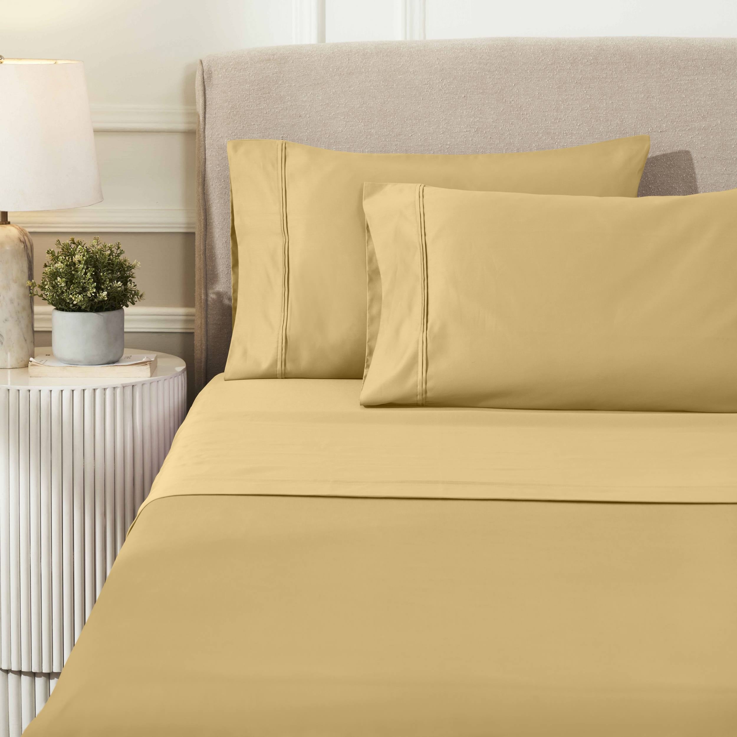 Parure de draps unie écologique en coton égyptien de qualité supérieure 1 200 fils