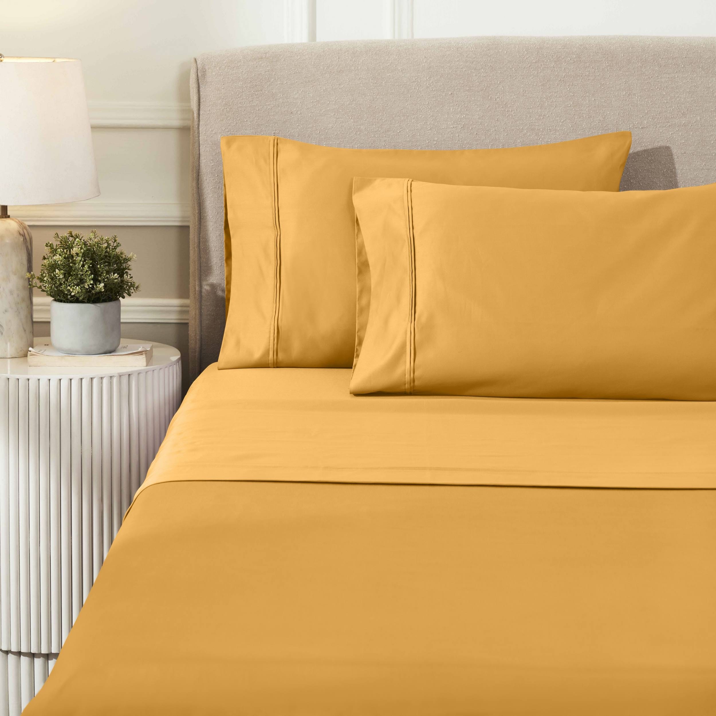 Parure de draps unie écologique en coton égyptien de qualité supérieure 1 200 fils