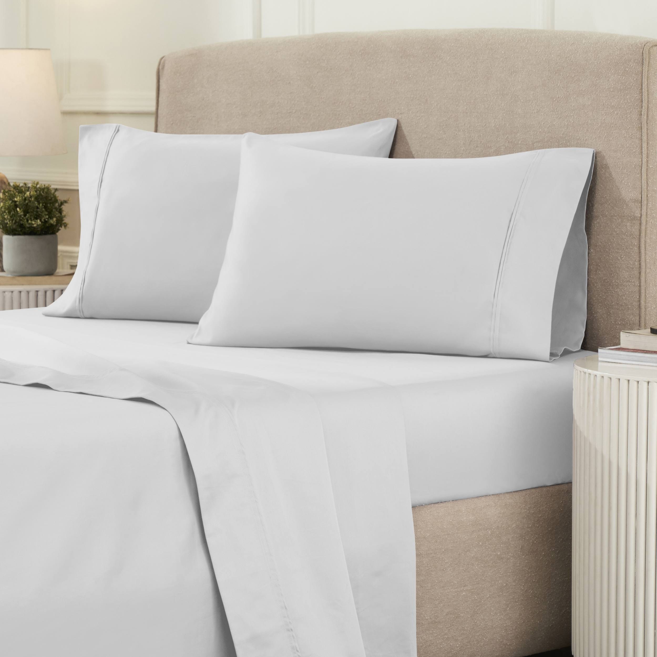 Parure de draps unie écologique en coton égyptien de qualité supérieure 1 200 fils